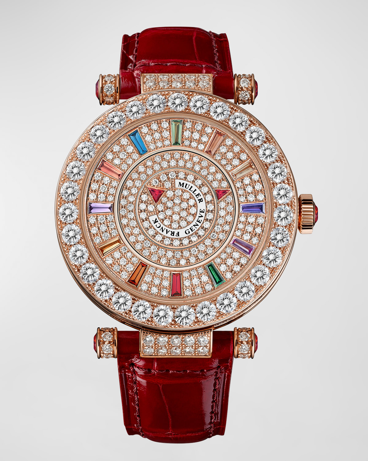 Franck Muller 18k Rose Gold Diamond And Multi-stone Double Mystery Quarte Saisons Watch In Brown