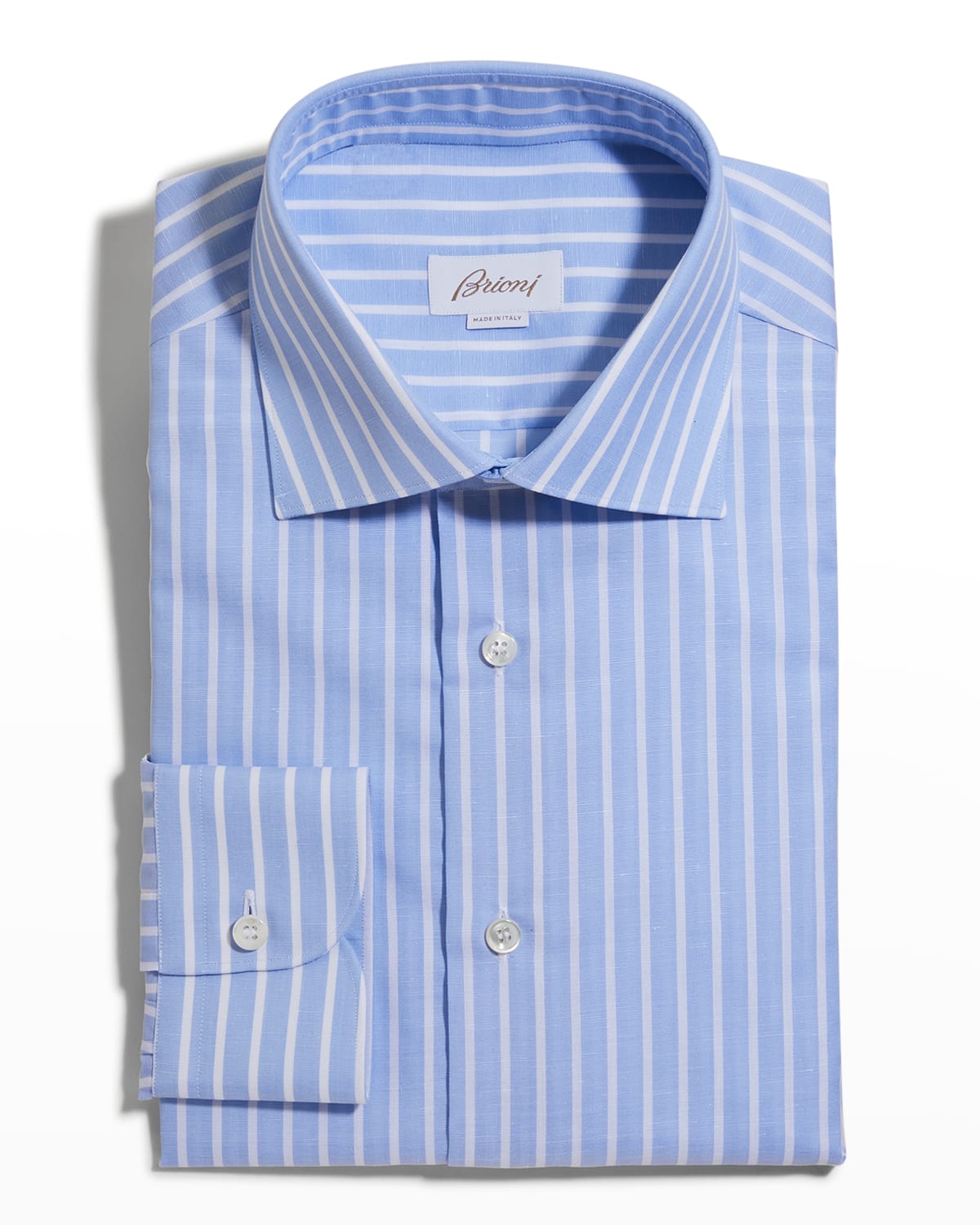 Blue dress shirt with white stripes outlet