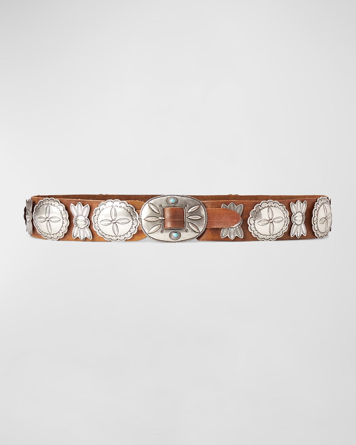 Casted Concho Leather Belt