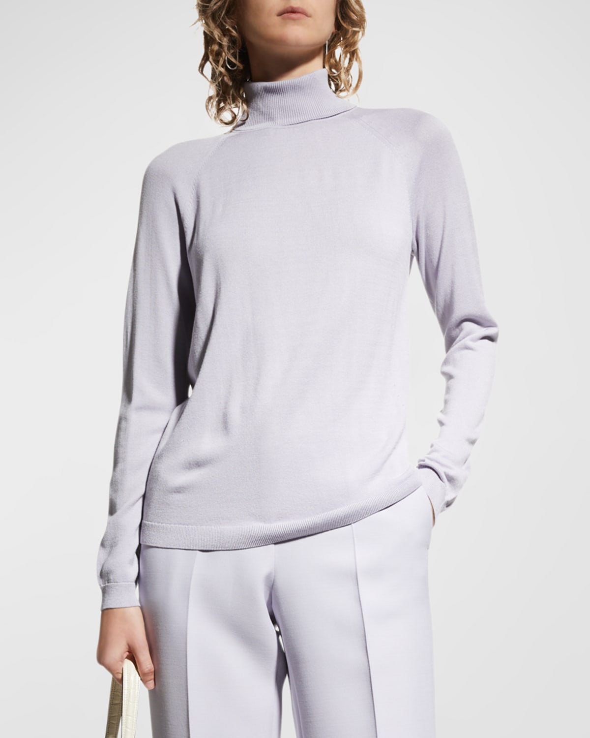 Shop Lafayette 148 Knit Raglan-sleeve Turtleneck Sweater In Aster