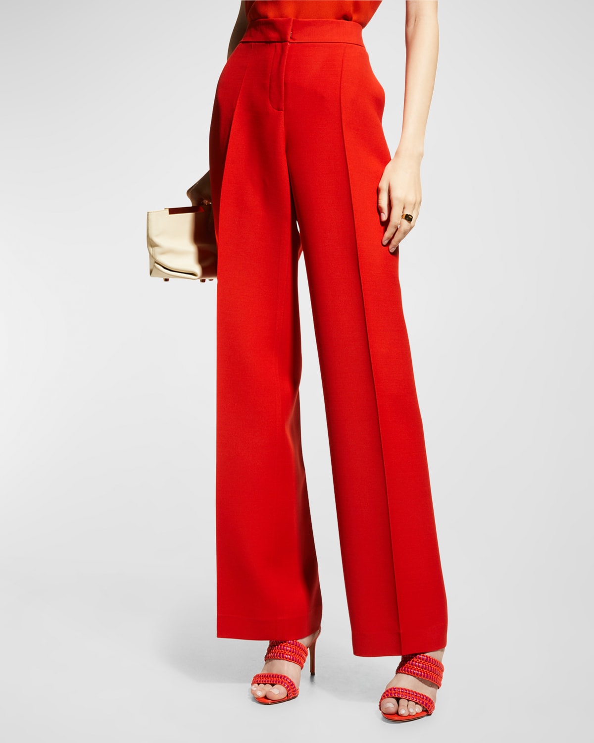 Lafayette 148 Gates Straight-leg Pants In Cherry