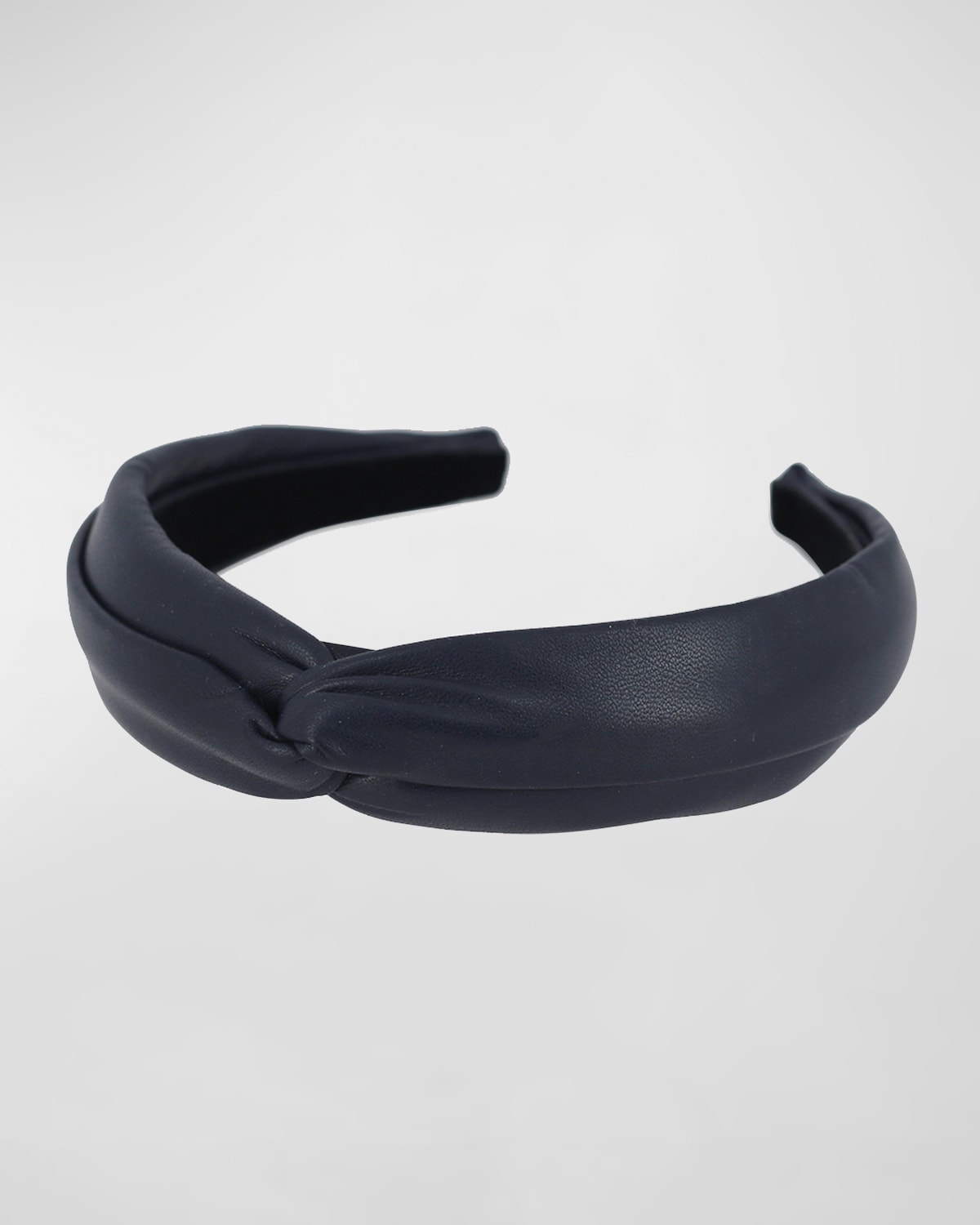 Alexandre De Paris Twisted Leather Headband In Navy