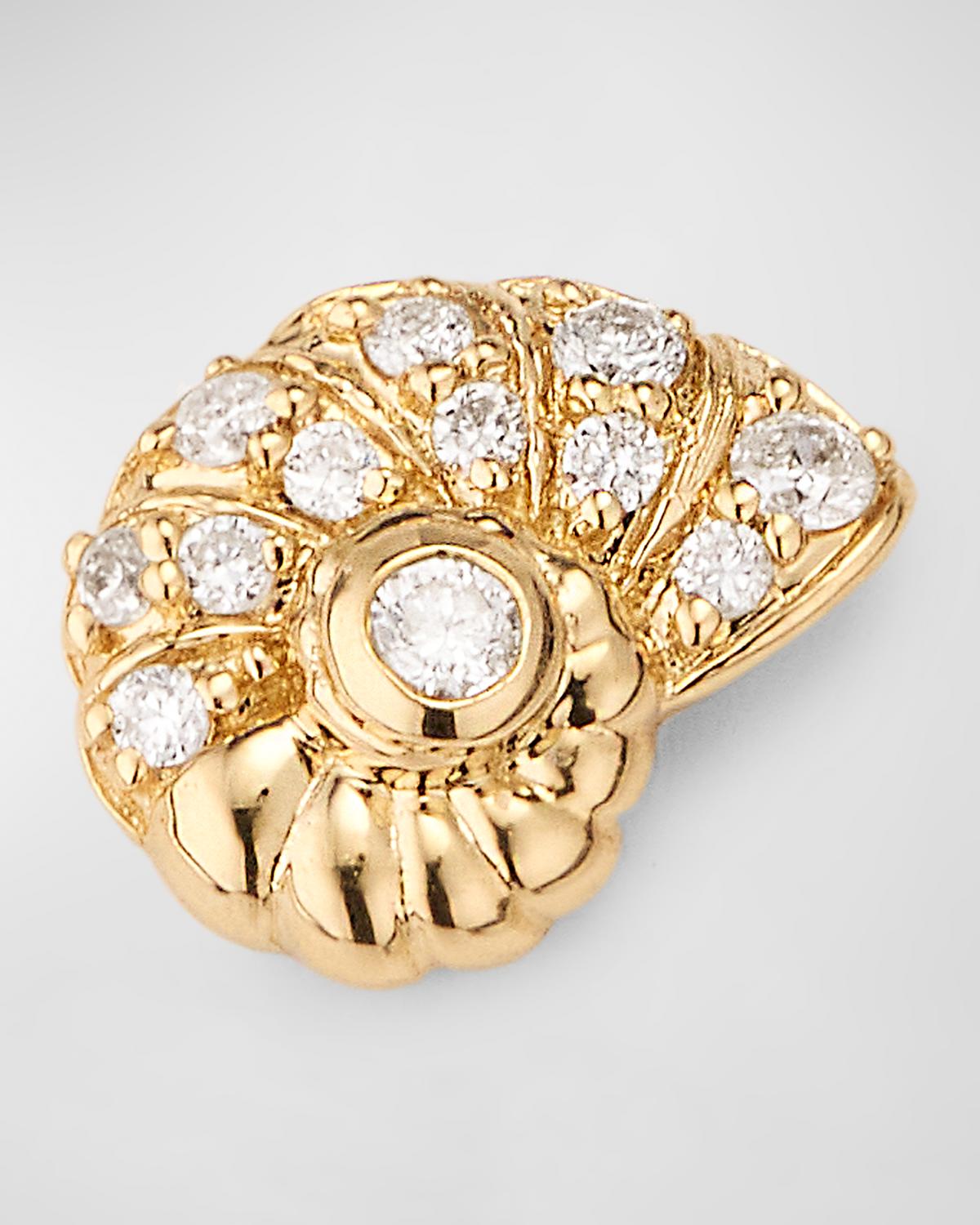 14k Yellow Gold Nautilus Shell Stud Earrings With Diamonds