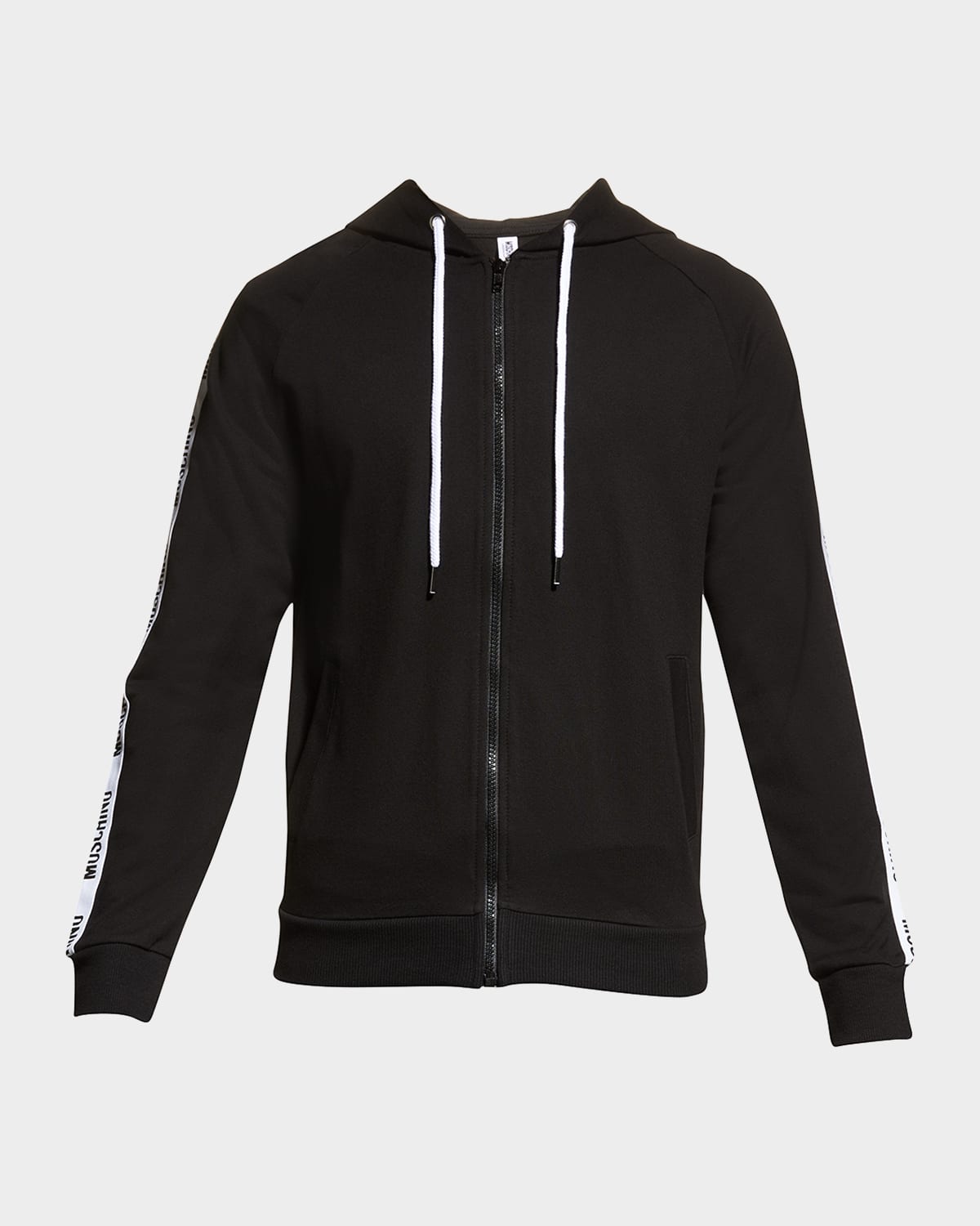 Moschino logo discount tape zip hoodie