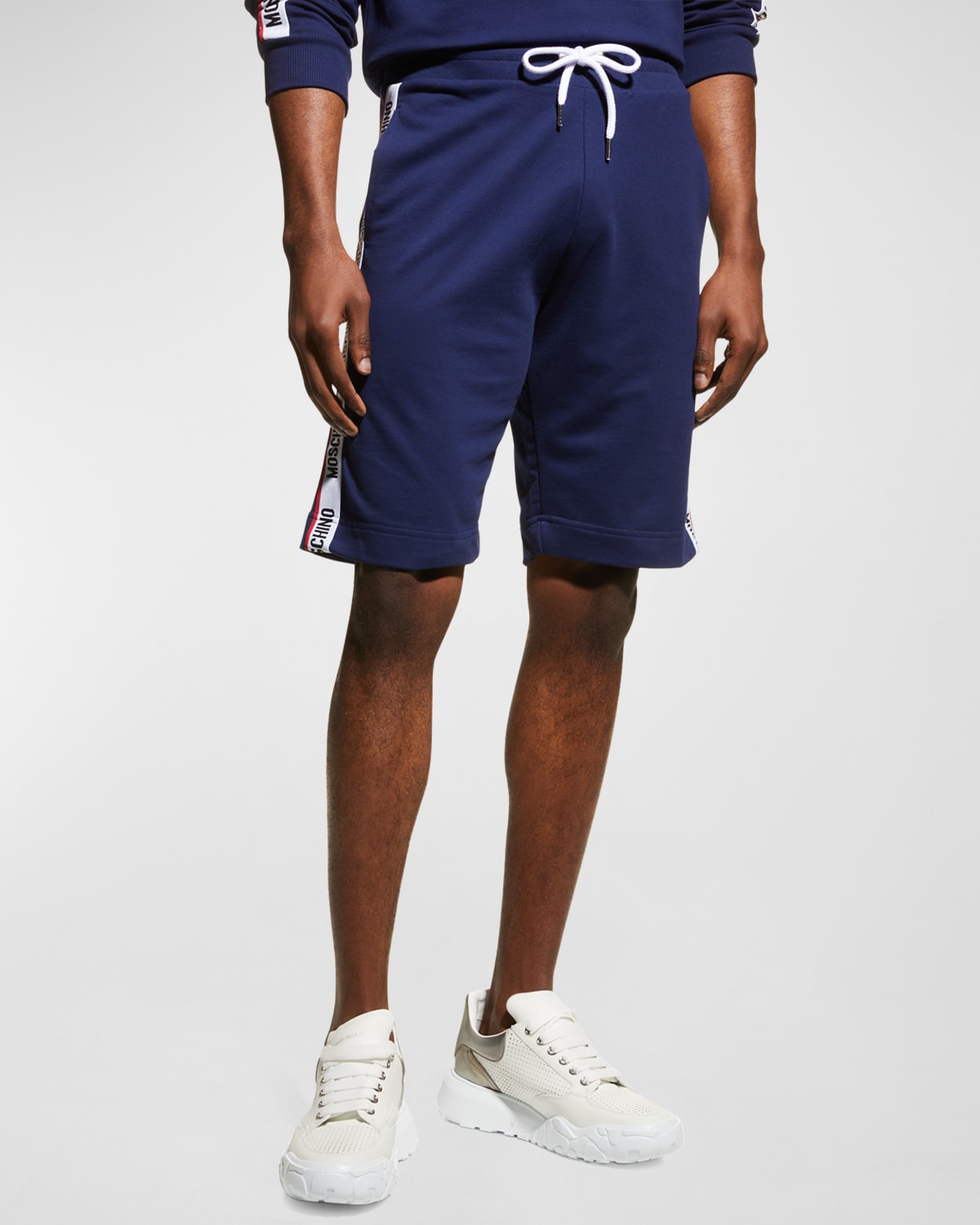 Moschino Men's Logo-tape Sweat Shorts In Blue
