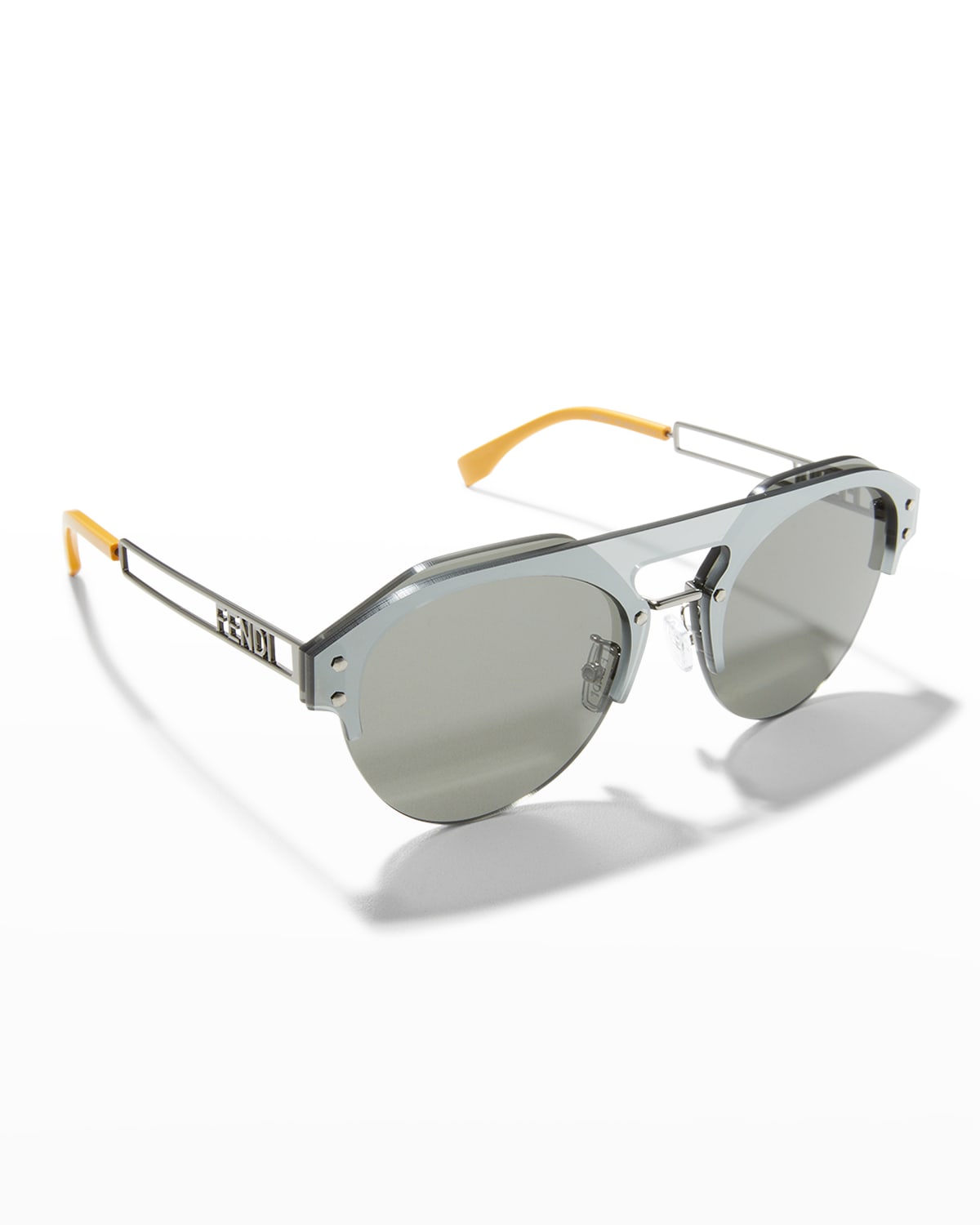 Fendi Men's Aviator-Style Logo-Print Sunglasses