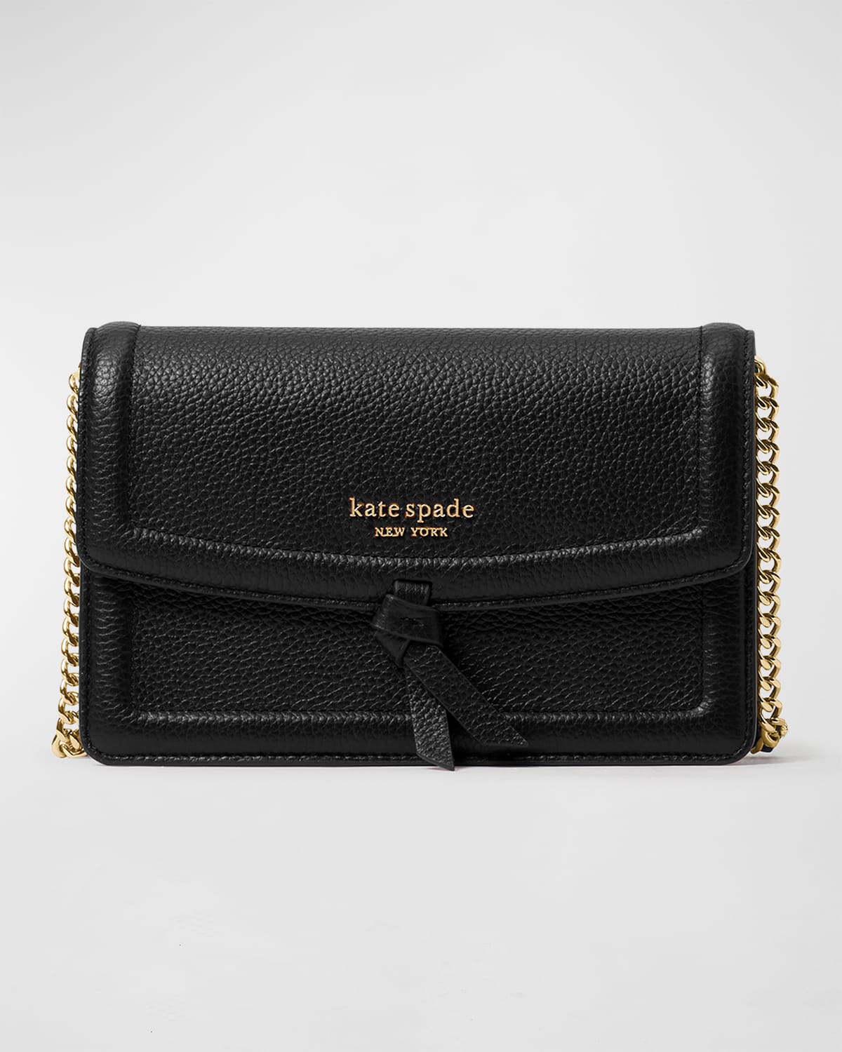 Kate Spade Knott Flap Leather Crossbody Bag In Black