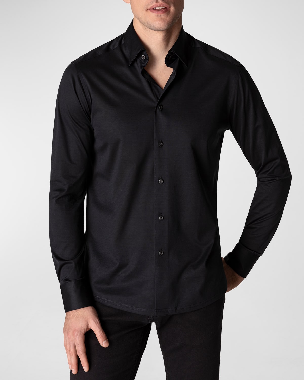 Eton Men's Contemporary Fit Cotton Jersey Sport Shirt