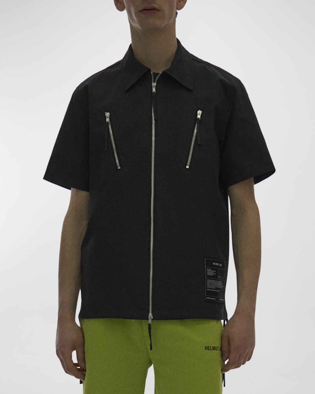 Shop Helmut Lang Men's Full-zip Sport Shirt In Beige