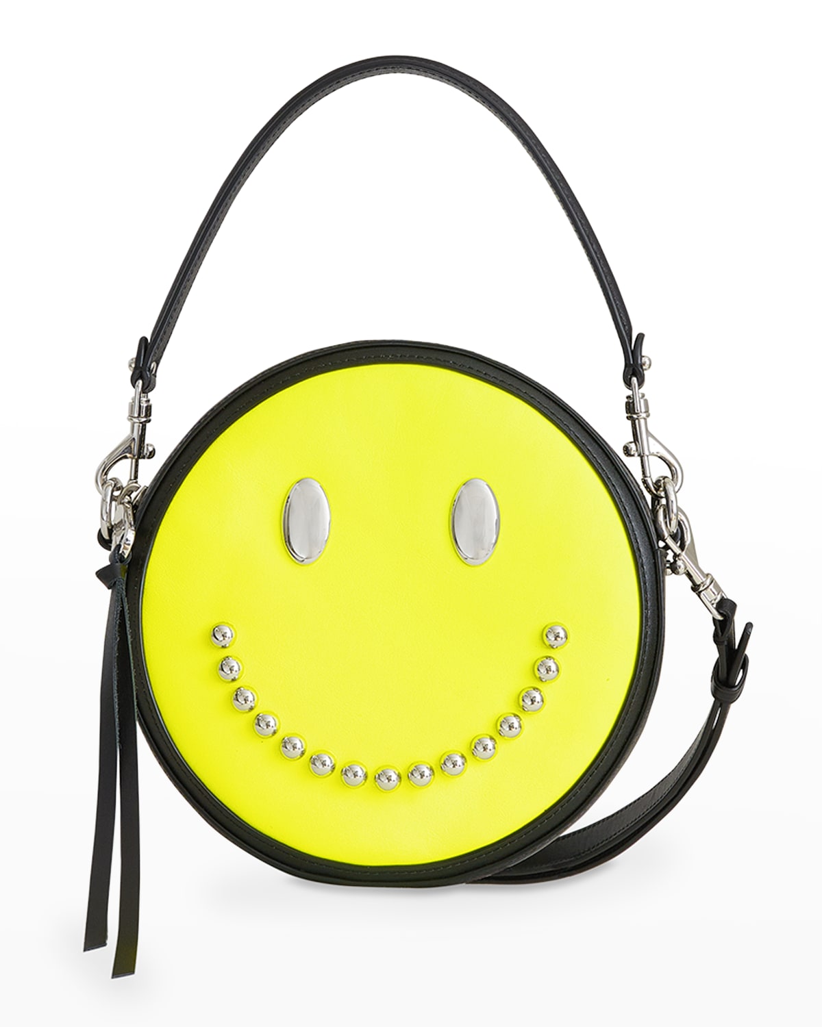 Smiley Studded Round Crossbody Bag