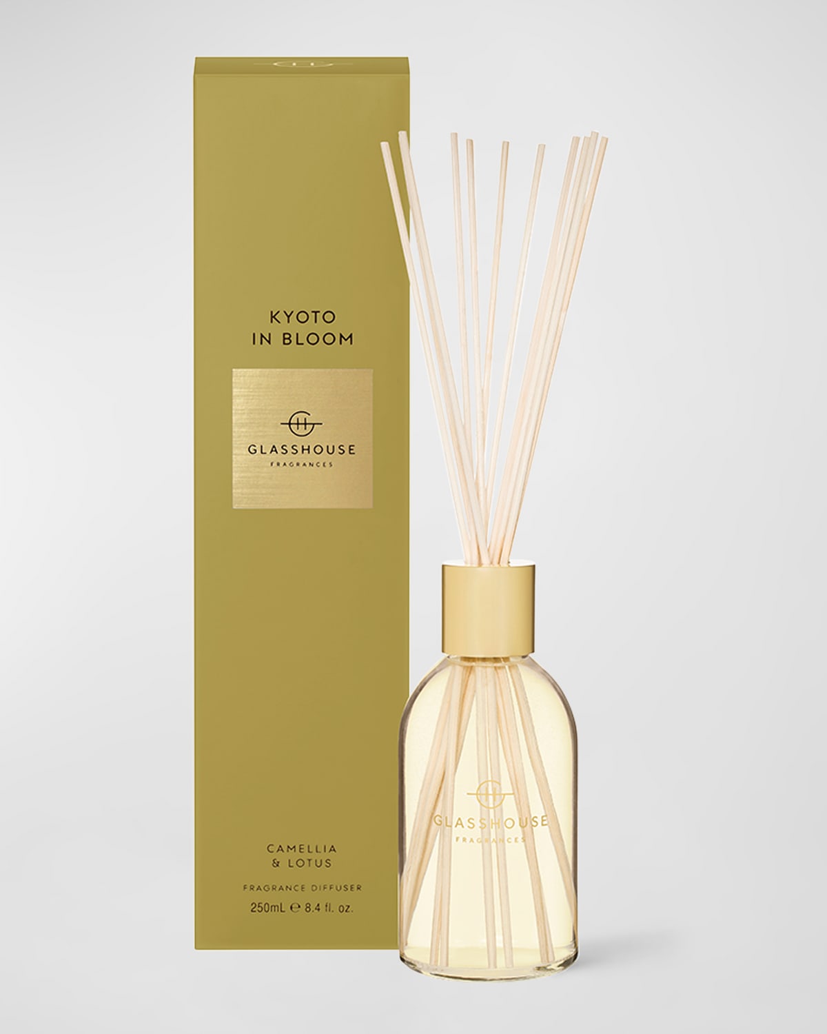 Glasshouse Fragrances Kyoto In Bloom 8.4 Fl. Oz. Fragrance Diffuser In Gold