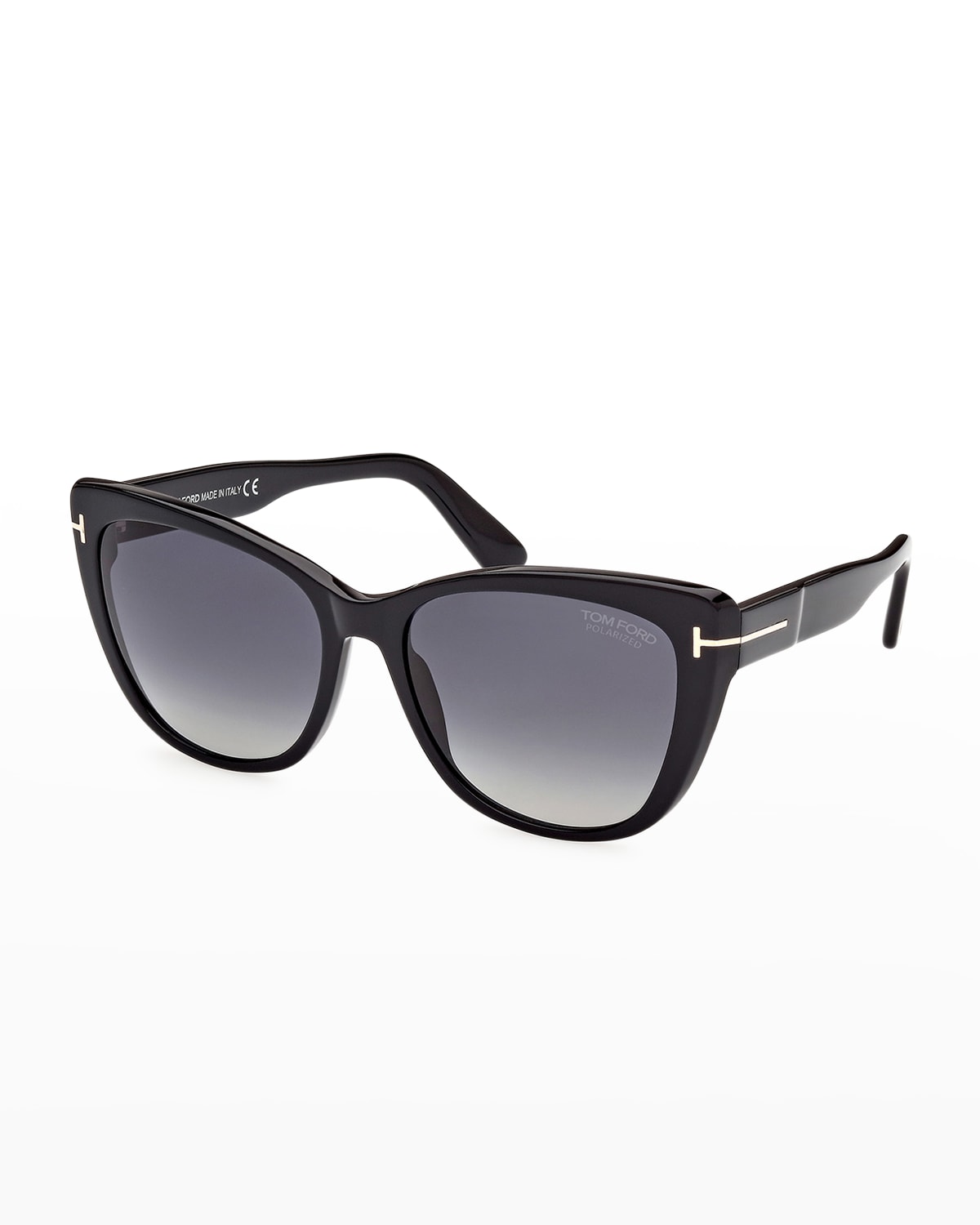 Tom Ford Nora 57mm Gradient Cat Eye Sunglasses In 01d Shiny Black