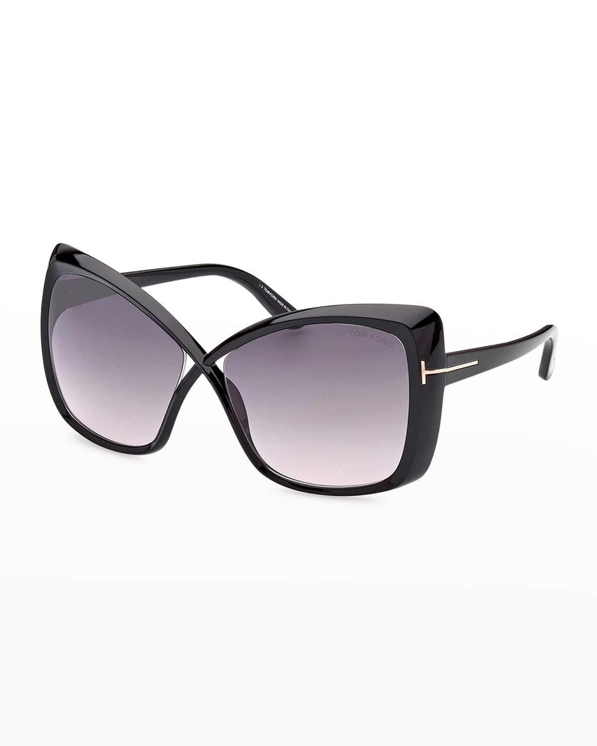 Tom Ford Jasmin Injection Plastic Butterfly Sunglasses In Shiny Black