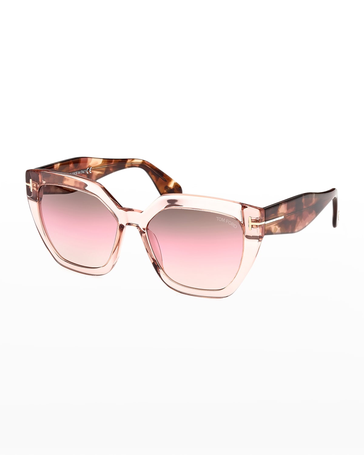 Tom Ford Phoebe Square Plastic Sunglasses In Shiny Pink