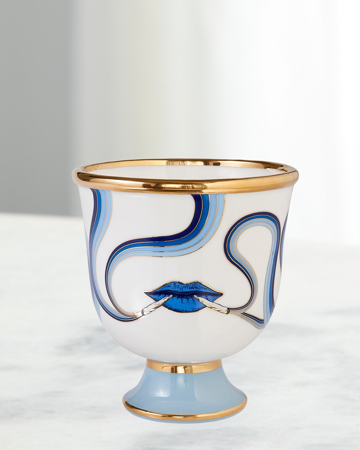 Jonathan Adler Druggist Pedestal Bowl In Blue