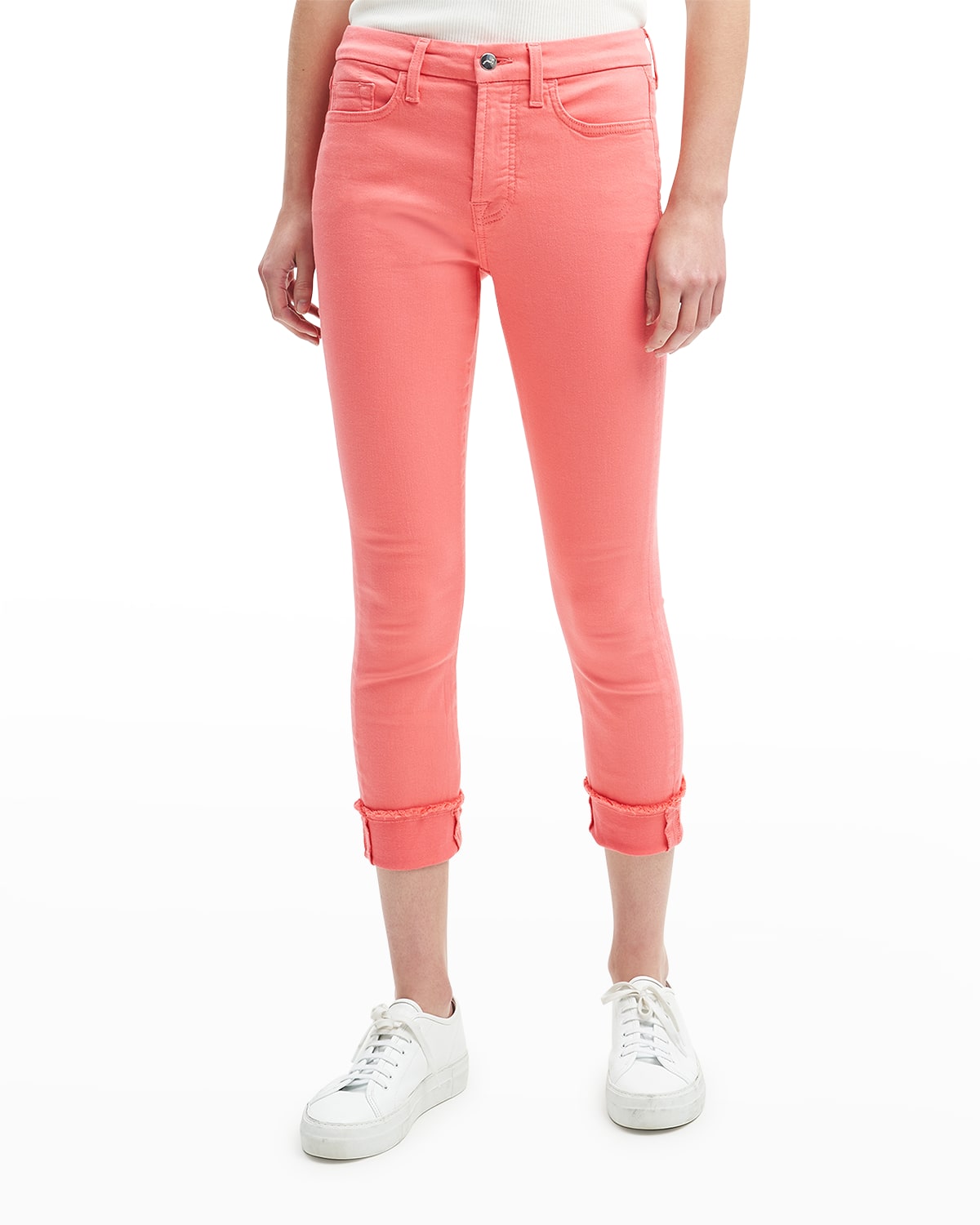 Jen7 Cropped Skinny Jeans w/ Frayed Cuff