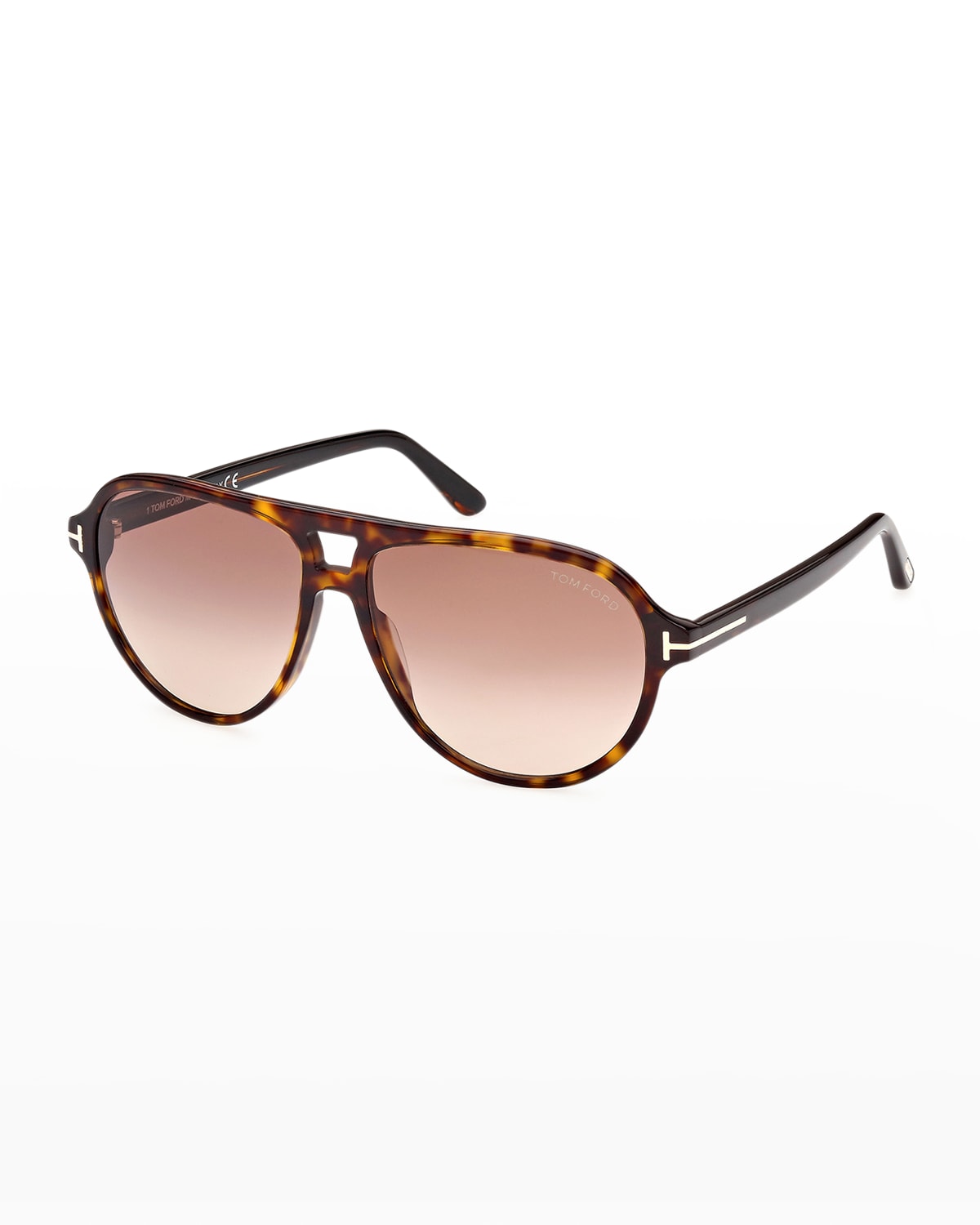 TOM FORD MEN'S JEFFREY T-LOGO AVIATOR SUNGLASSES