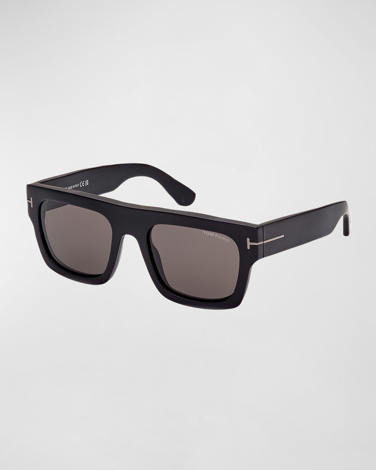 Tom Ford Men's Fausto T-logo Square Sunglasses In Black/gray