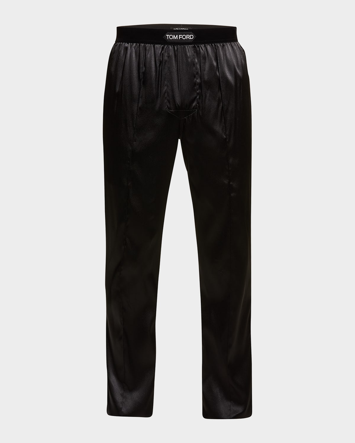 Shop Tom Ford Men's Silk Logo Pajama Pants In Black