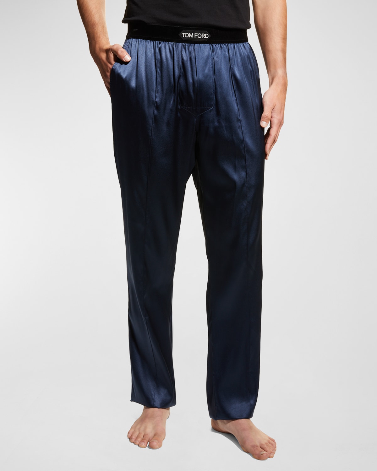 Tom Ford Men's Silk Logo Pyjama Trousers In Midnight