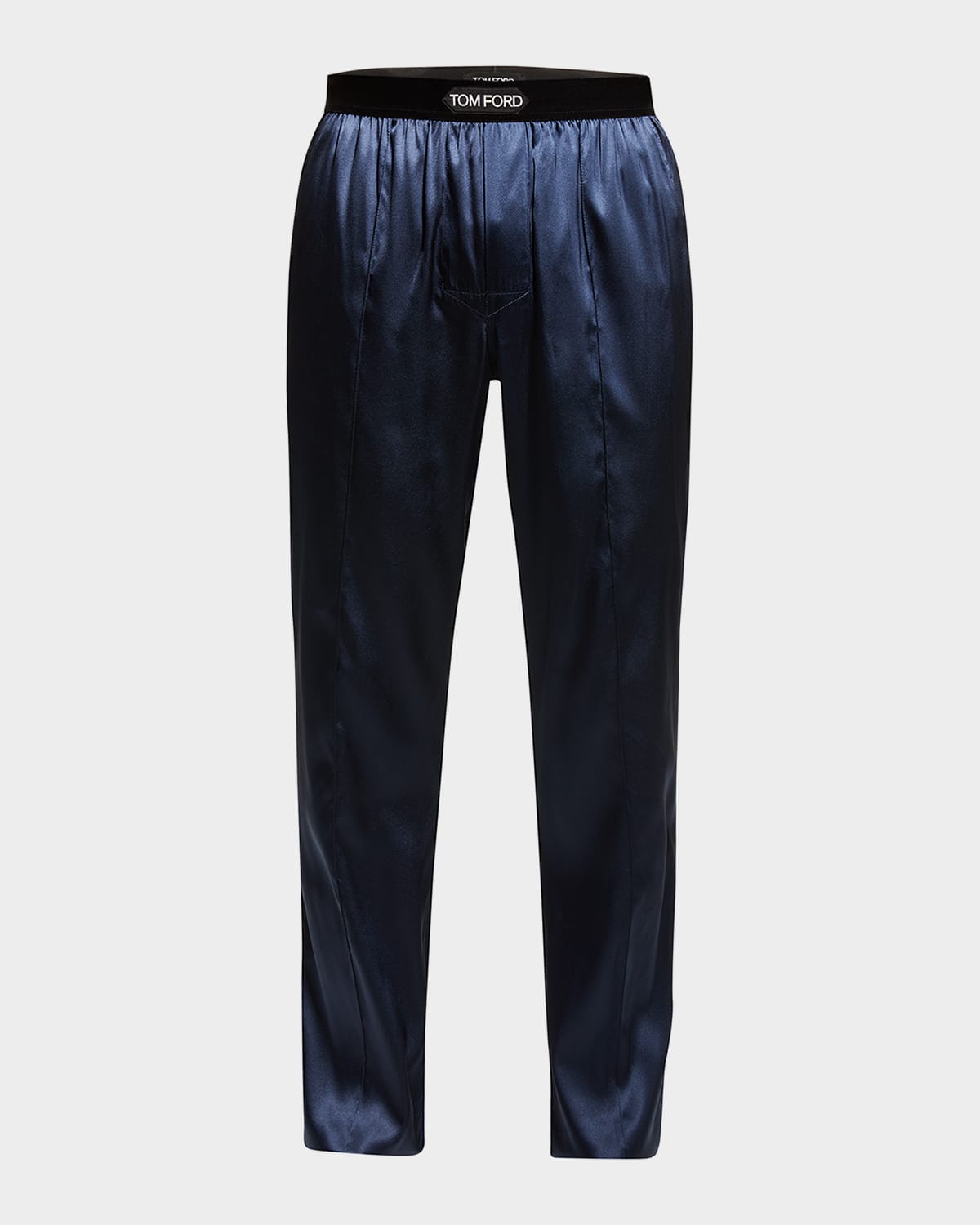 Tom Ford Men's Silk Logo Pajama Pants In Midnight