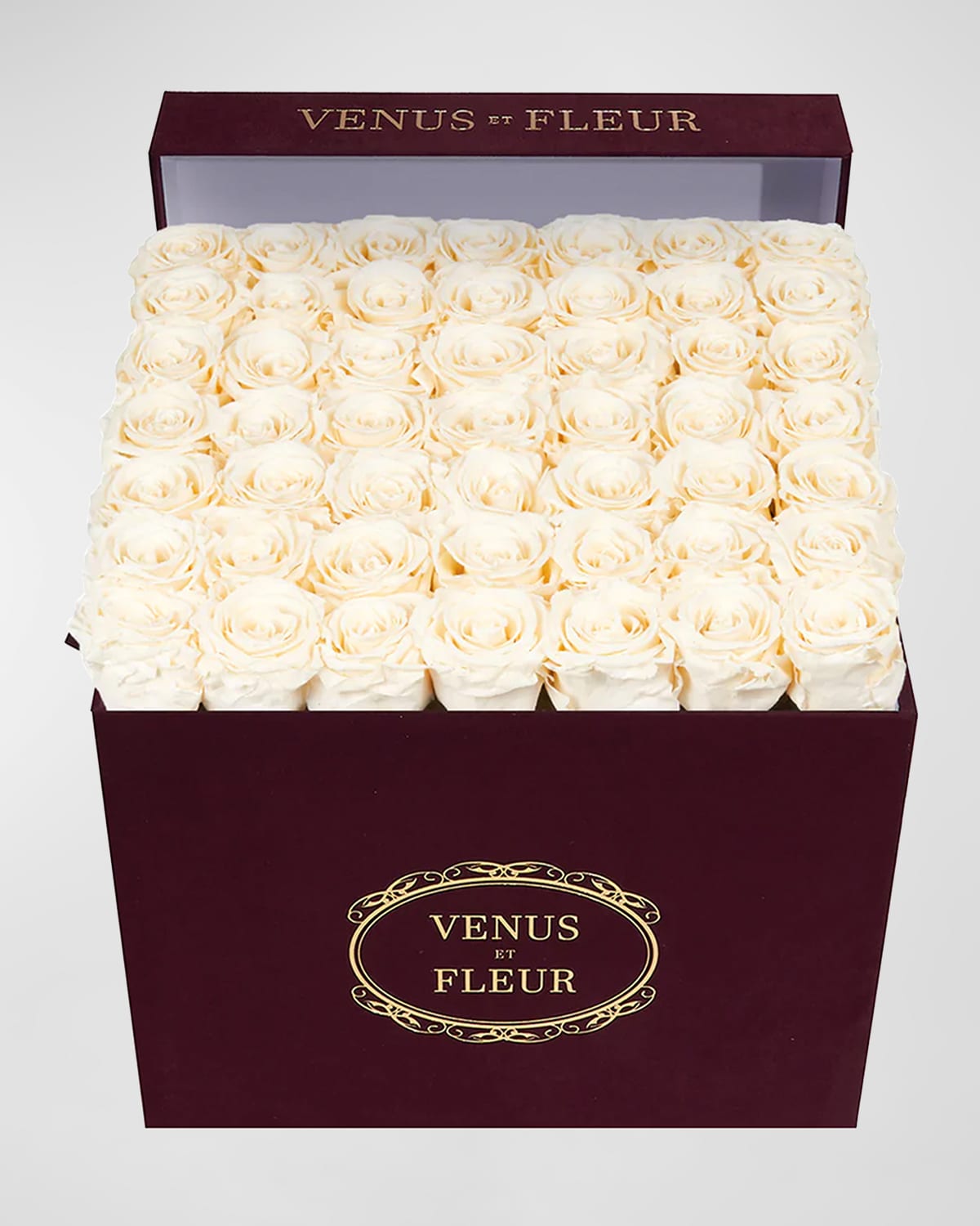Shop Venus Et Fleur Large Square Blush Roses Merlot Suede Bouquet In Pearl