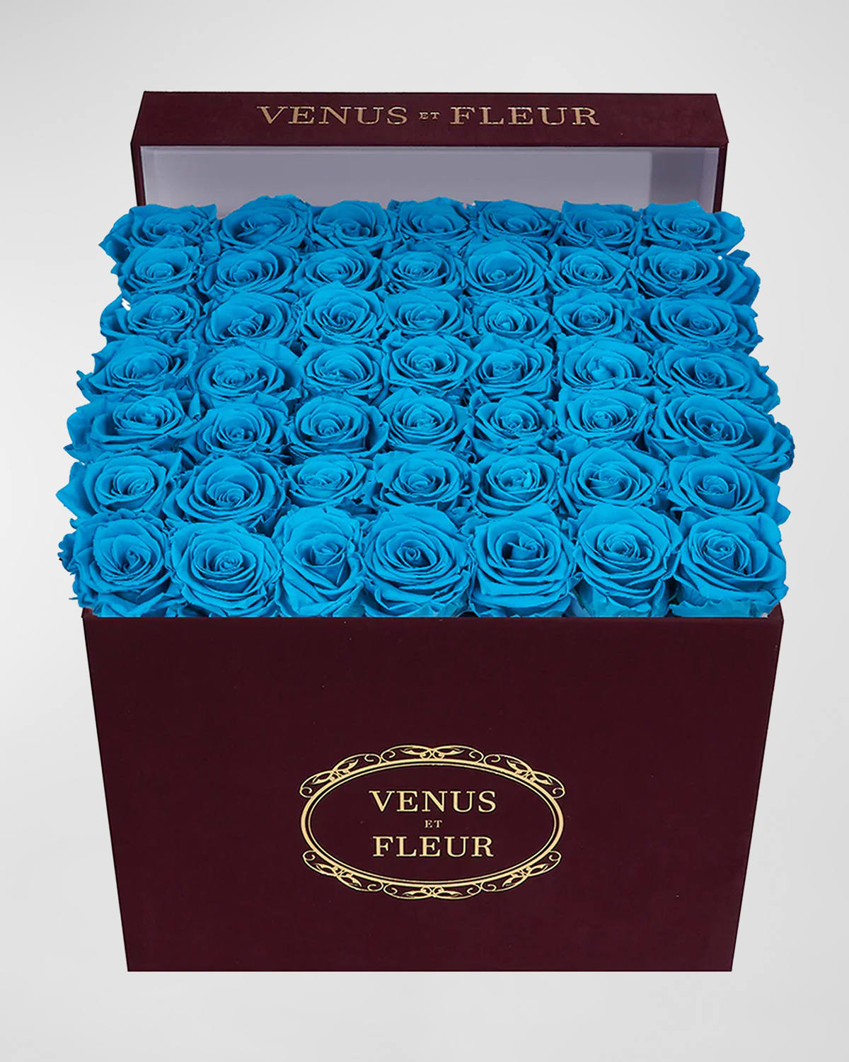 Shop Venus Et Fleur Large Square Blush Roses Merlot Suede Bouquet In Aqua
