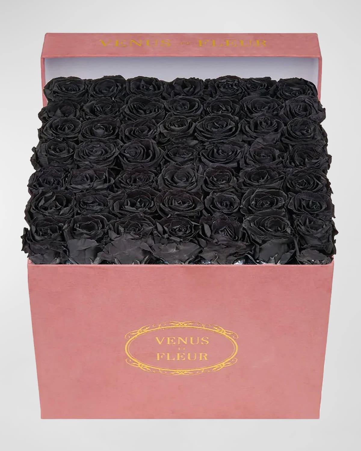 Shop Venus Et Fleur Large Square Pink Suede Bouquet Of Roses In Black