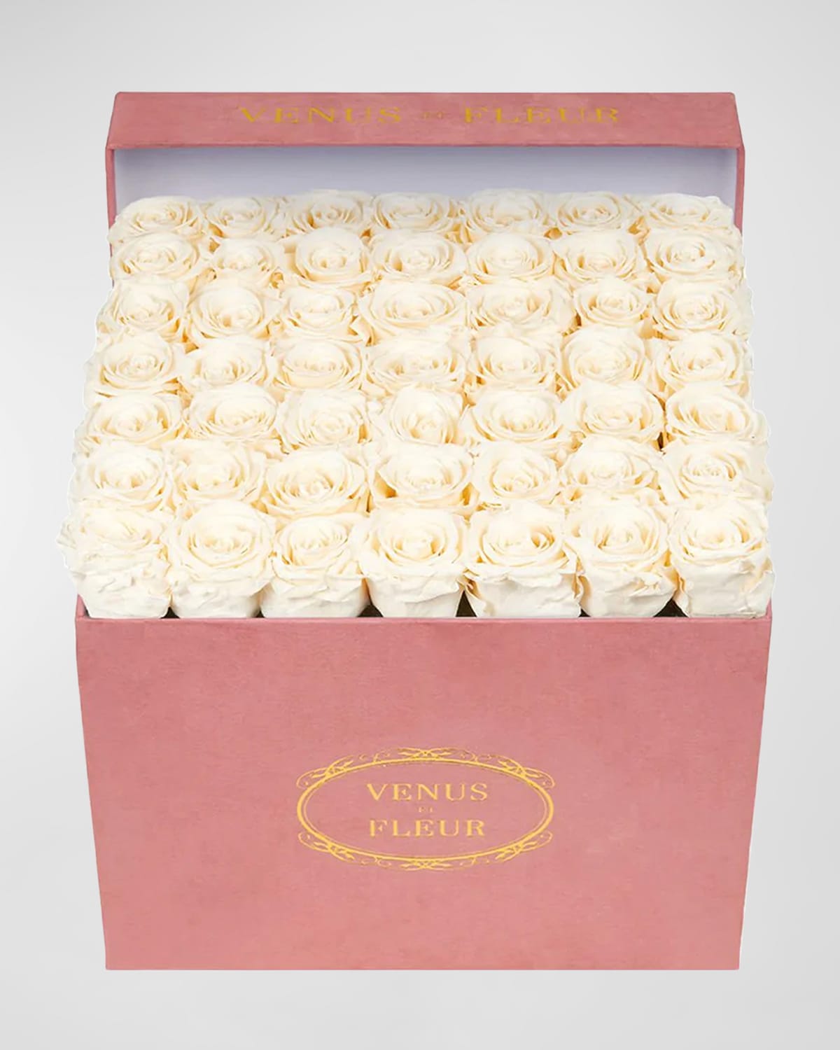 Shop Venus Et Fleur Large Square Pink Suede Bouquet Of Roses In Pearl