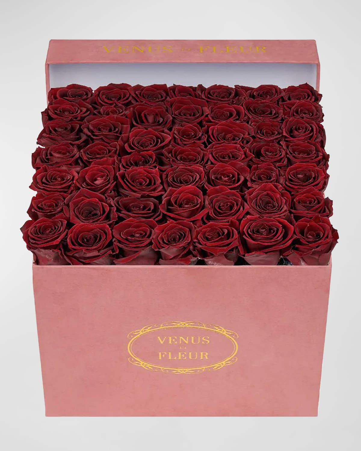 Shop Venus Et Fleur Large Square Pink Suede Bouquet Of Roses In Burgundy