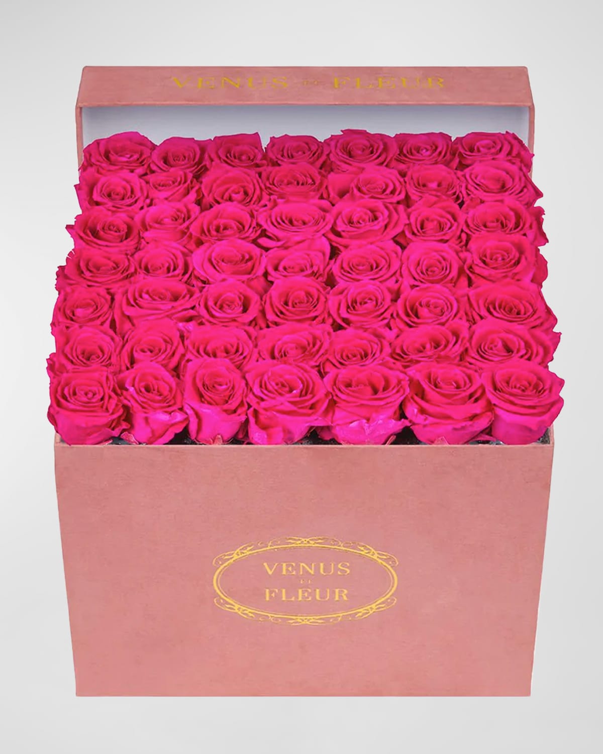 Venus Et Fleur Large Square Pink Suede Bouquet Of Roses