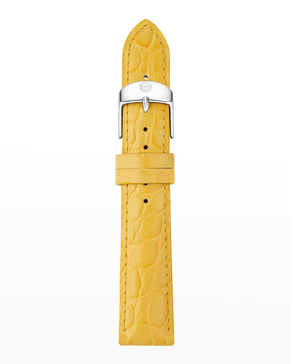 Michele 16mm Embossed Crocodile Pattern Calf Leather Watch Strap In Yellow
