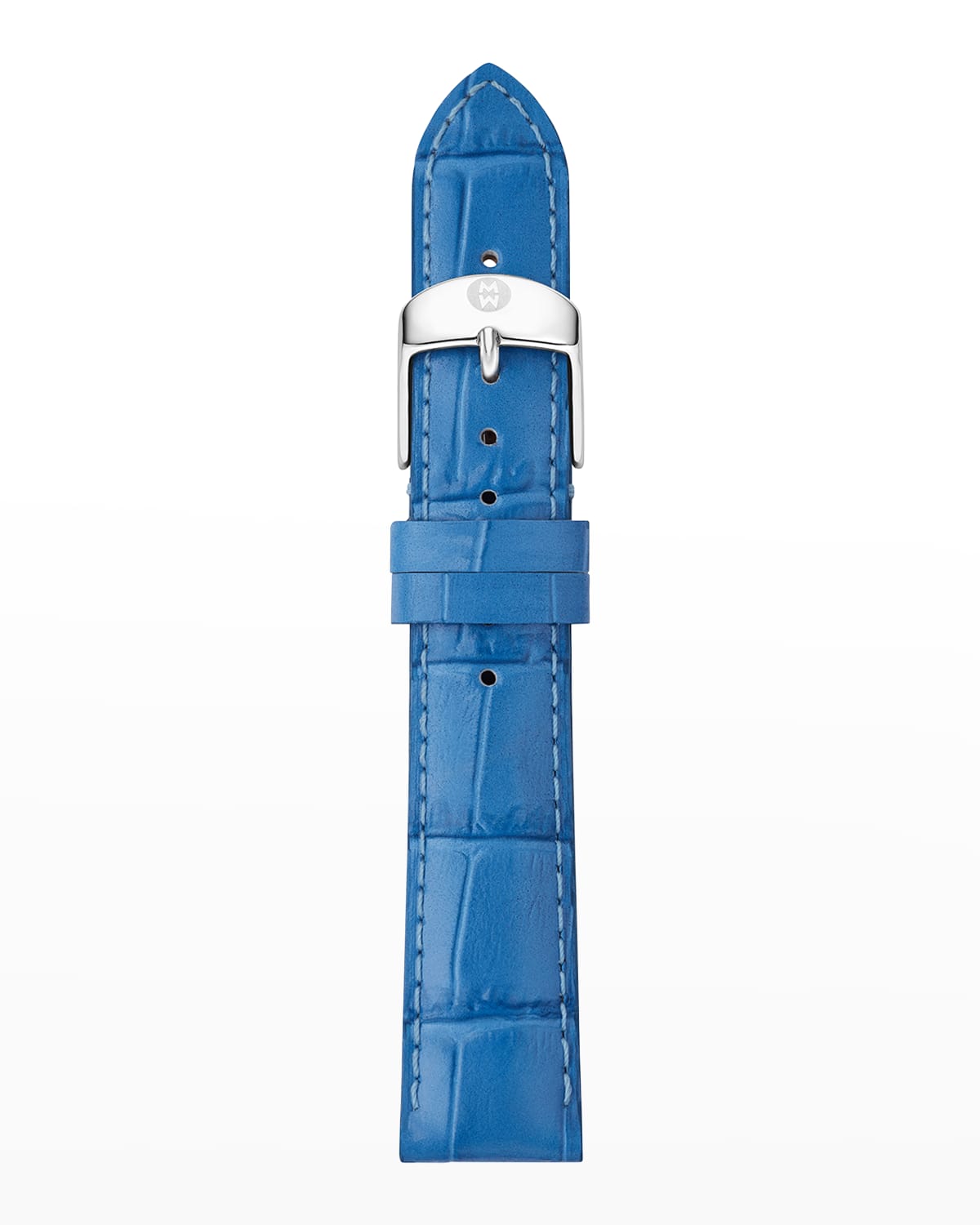 Michele 16mm Embossed Alligator Pattern Calf Leather Watch Strap In Ocean Blue