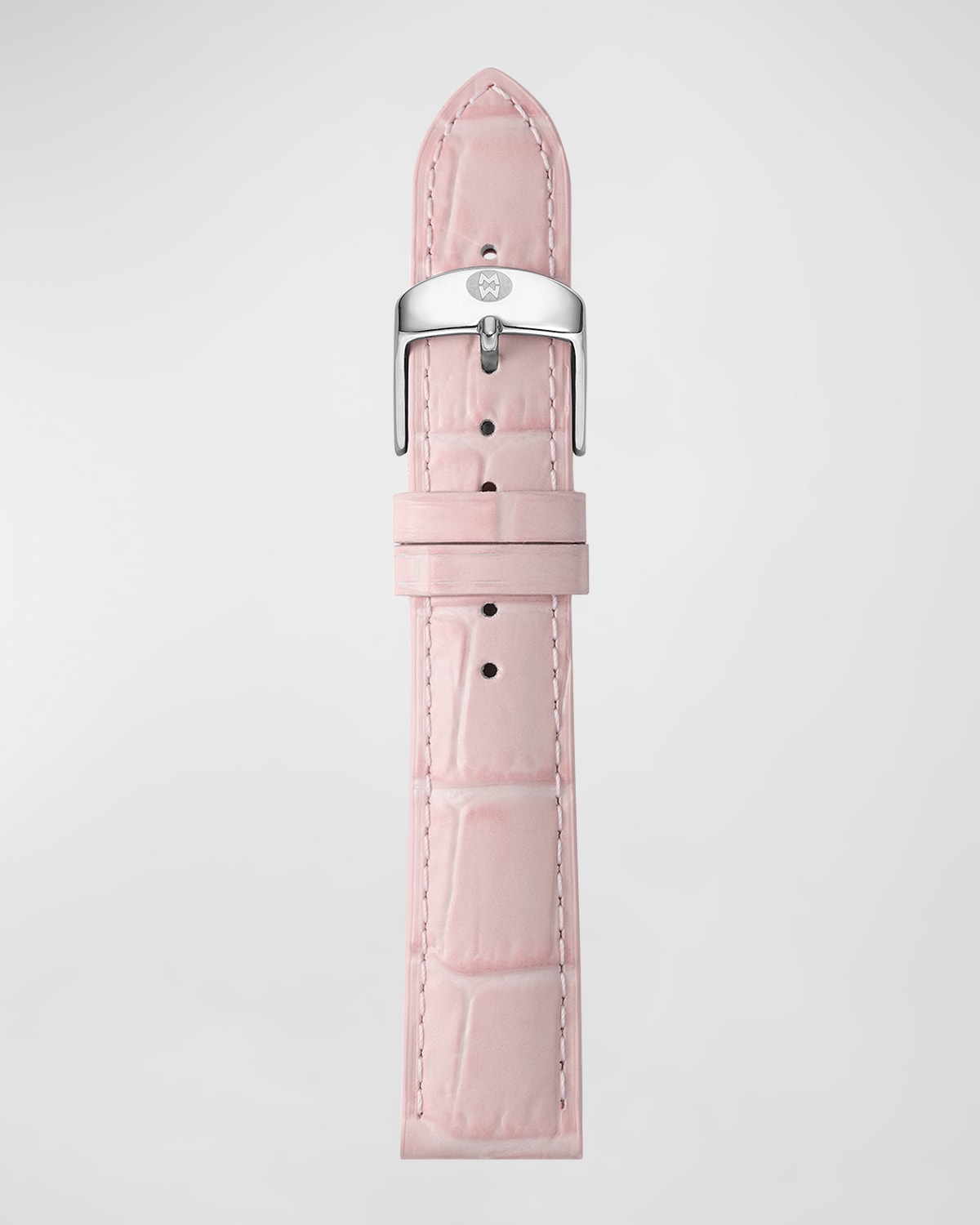 Michele 16mm Embossed Alligator Pattern Calf Leather Watch Strap In Pink