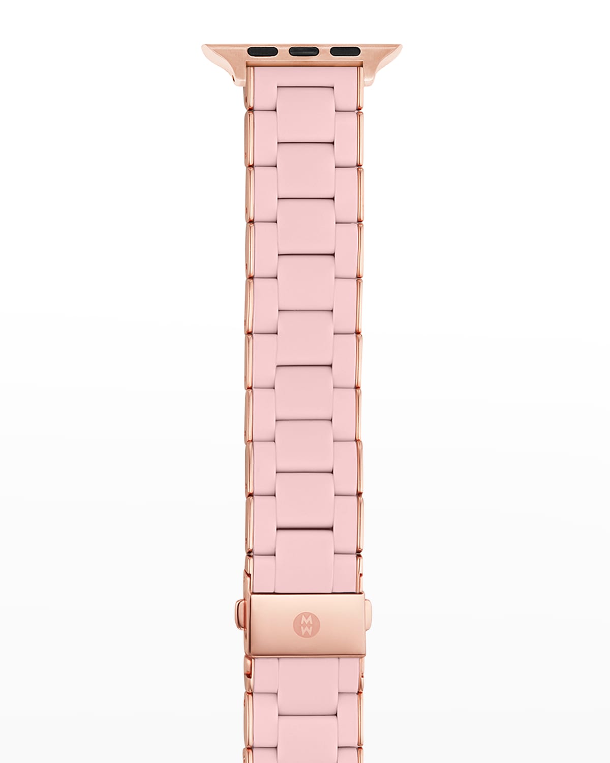 Silicone 3-Link Pink Gold Interchangeable Apple Watch Bracelet Strap, Barely Pink
