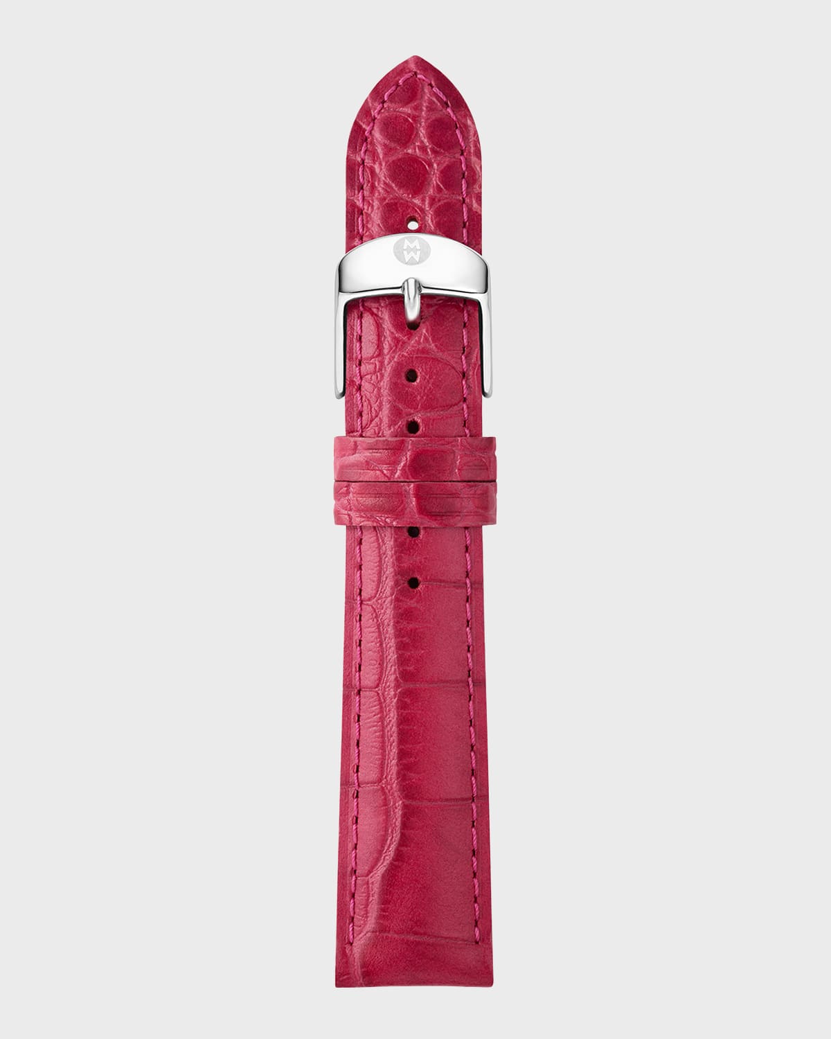 Michele 18mm Embossed Alligator Pattern Calf Leather Watch Strap In Raspberry