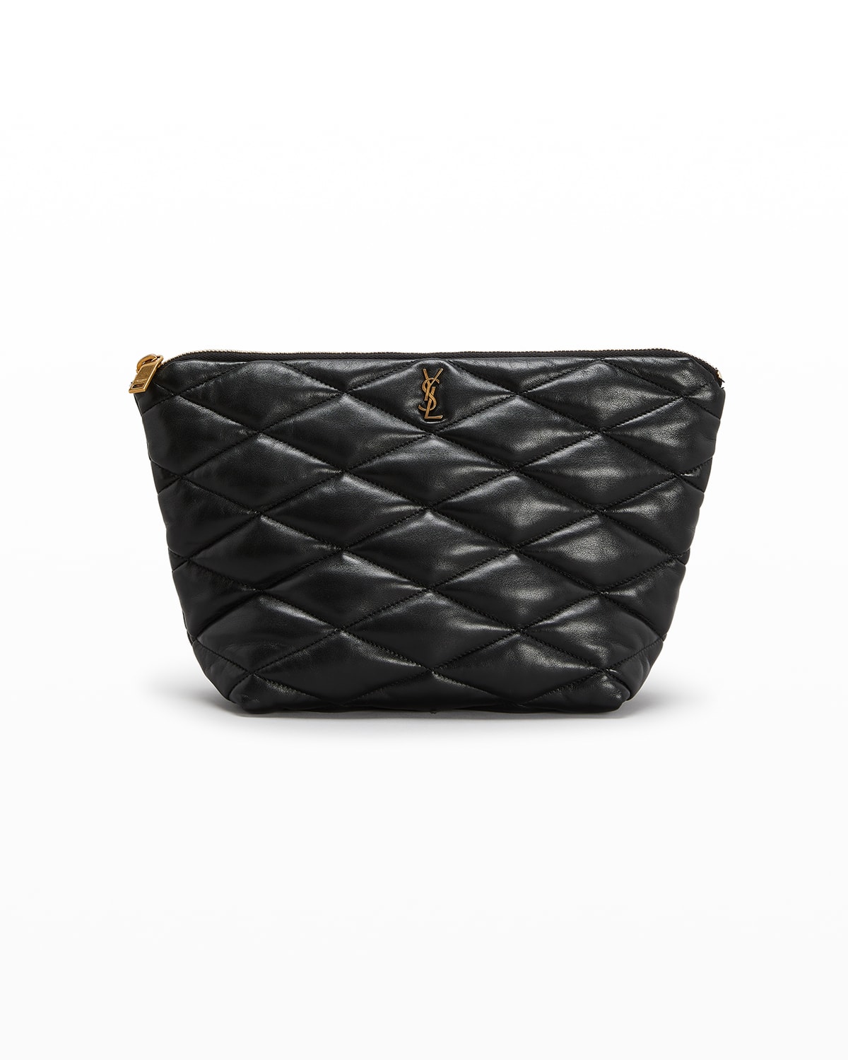 Sade Ysl Quilted Lambskin Pouch Clutch Bag In Nero