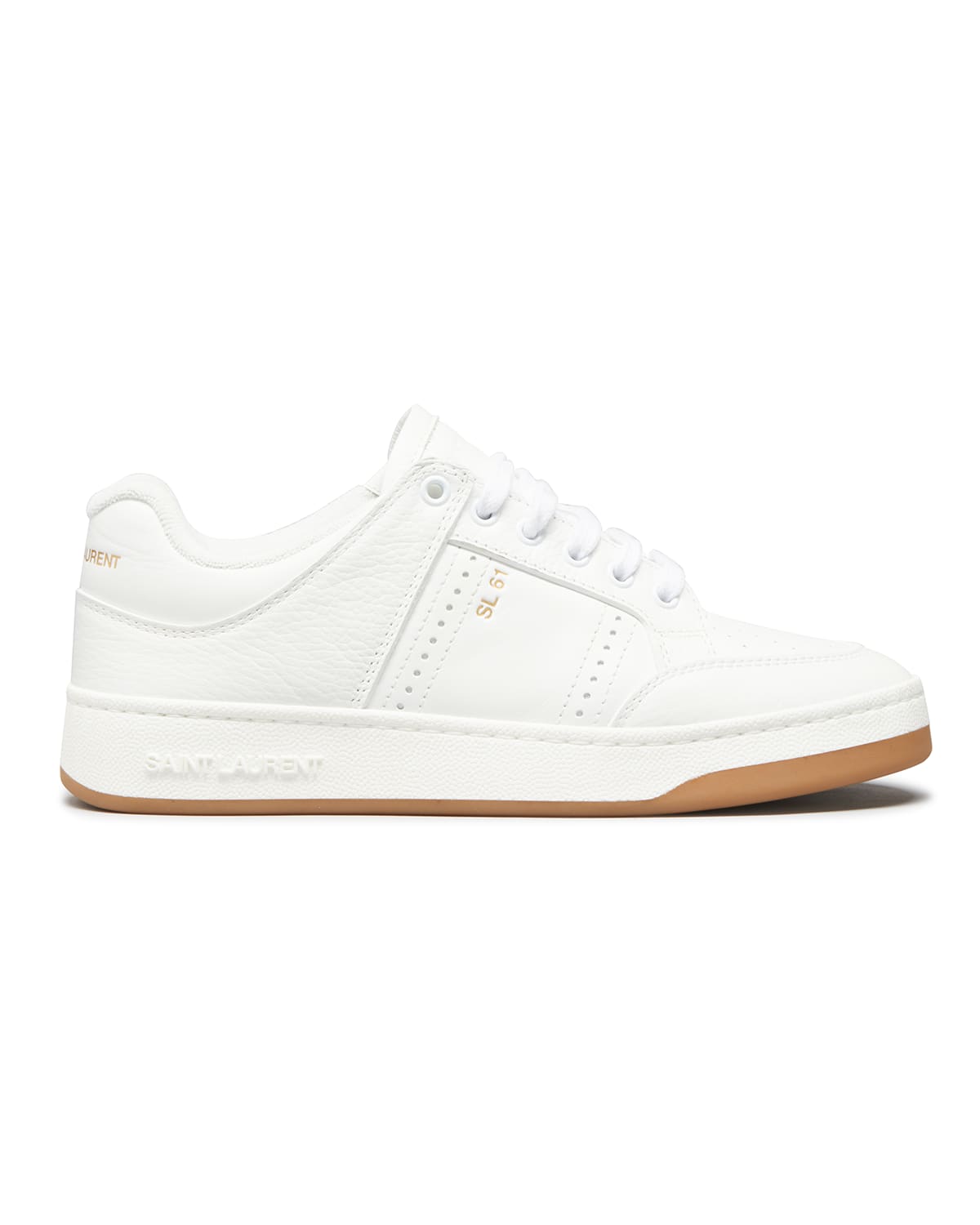 Saint Laurent Sl61 Logo-print Smooth And Textured-leather Sneakers In K Whitek White