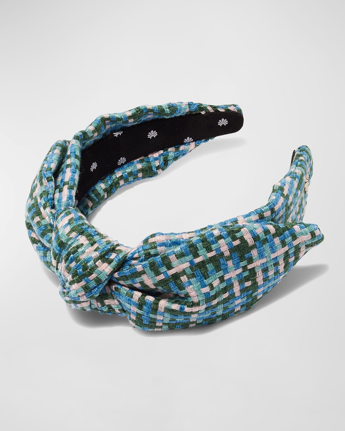 Shop Lele Sadoughi Veronica Bow Tweed Headband In Blue Pattern