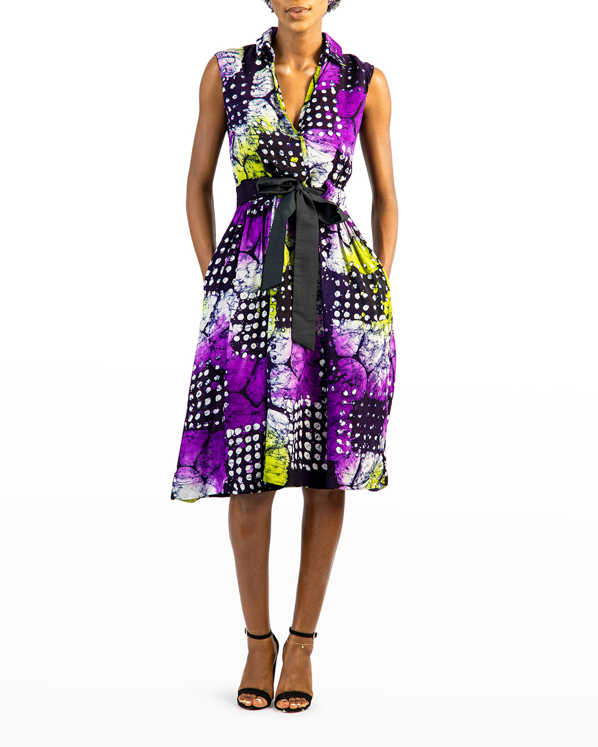Busayo Olu Short Belted Faux-wrap Dress In Multicolor