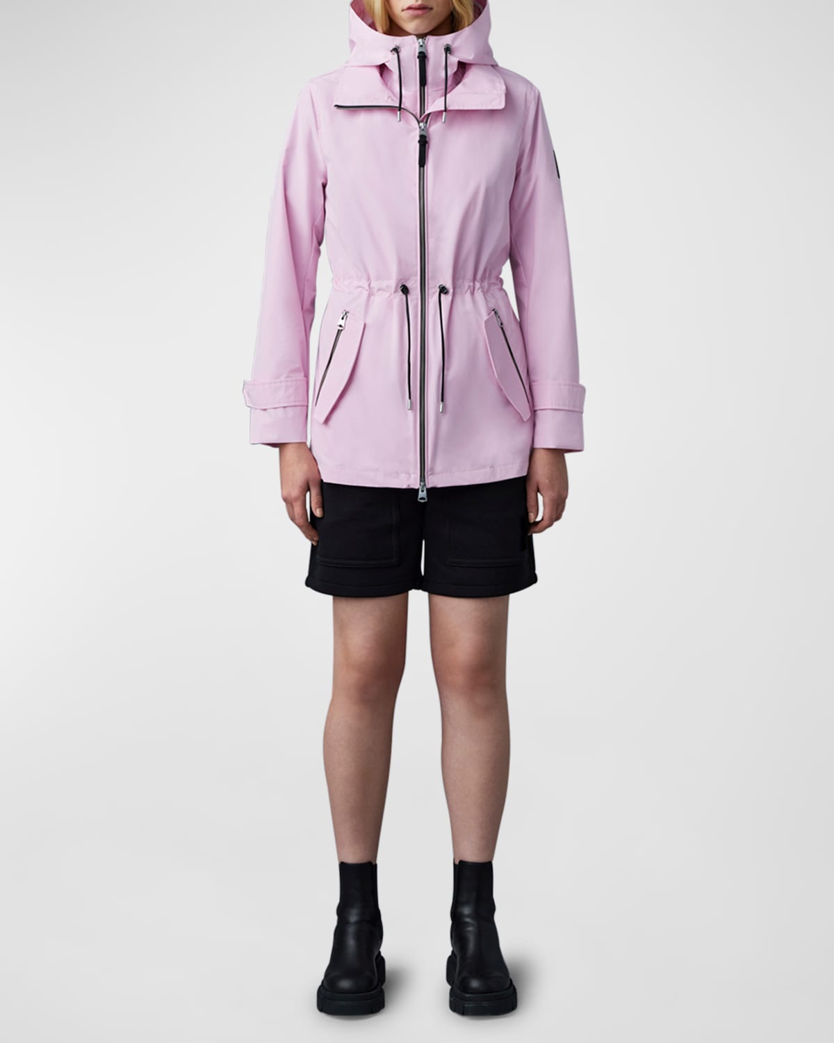 Mackage Melany Hooded Raincoat In Chalk Pink