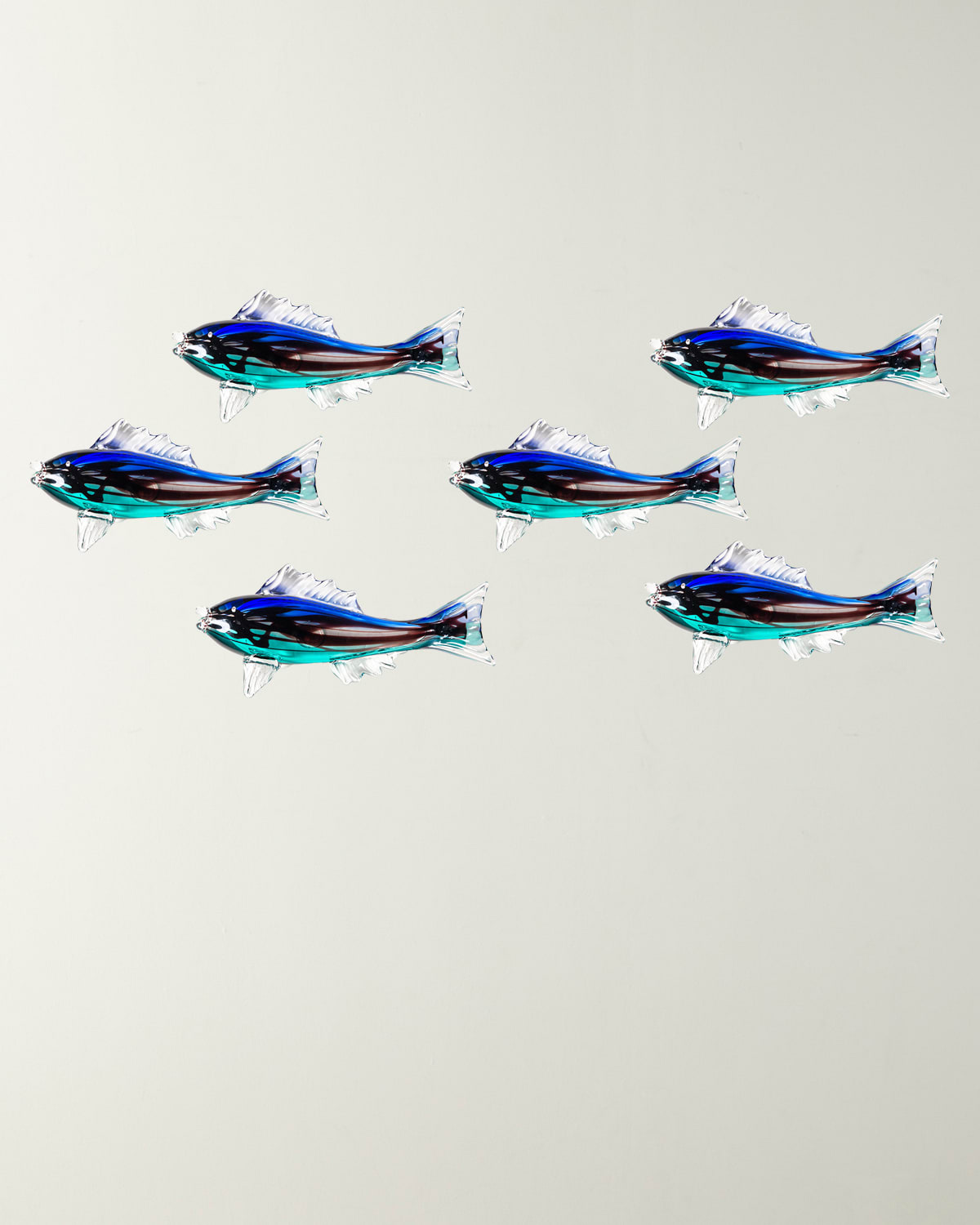 Shop Dale Tiffany School Of Fish Art Glass Figurines, Set Of 6 - 48" X 3" X 25" In Blue