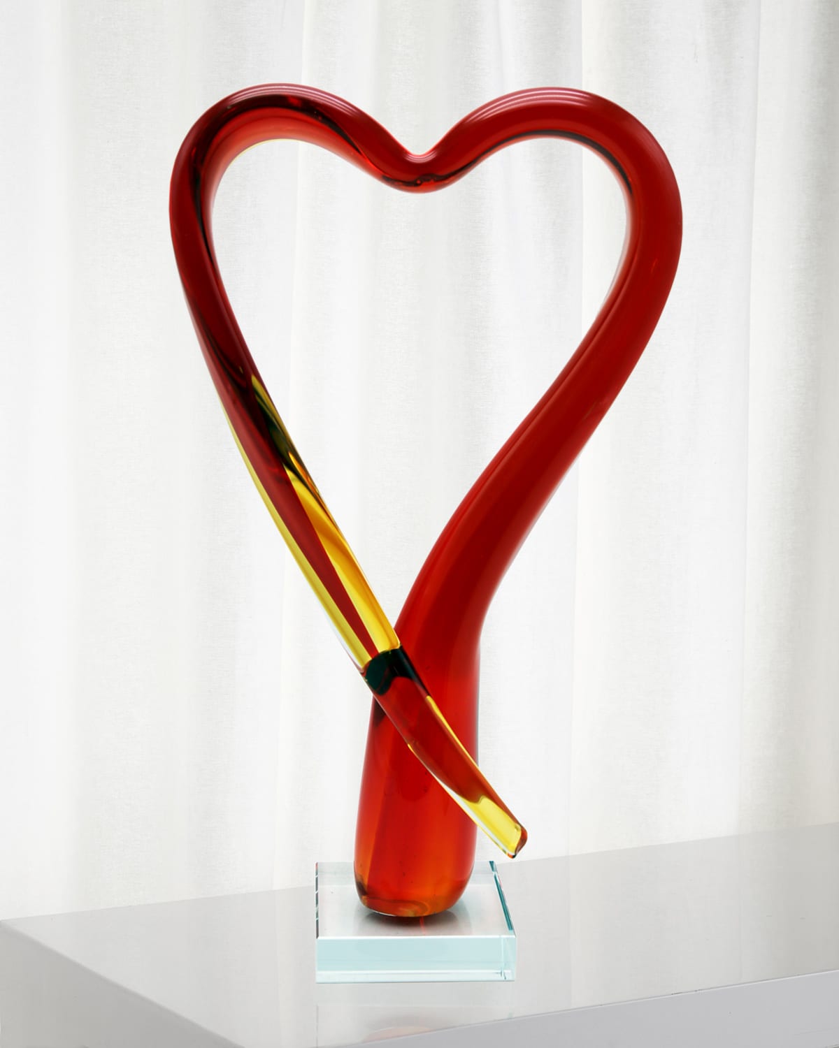 Shop Dale Tiffany Opus Heart Art Glass Figurine - 8.5" X 3.75" X 13.75" In Orange