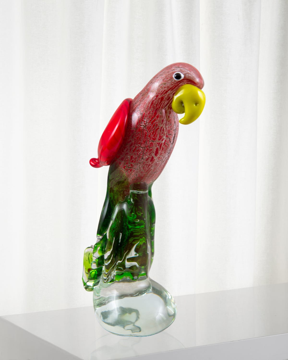 Shop Dale Tiffany Zuma Art Glass Parrot Sculpture - 5.5" X 3.5" X 11" In Red