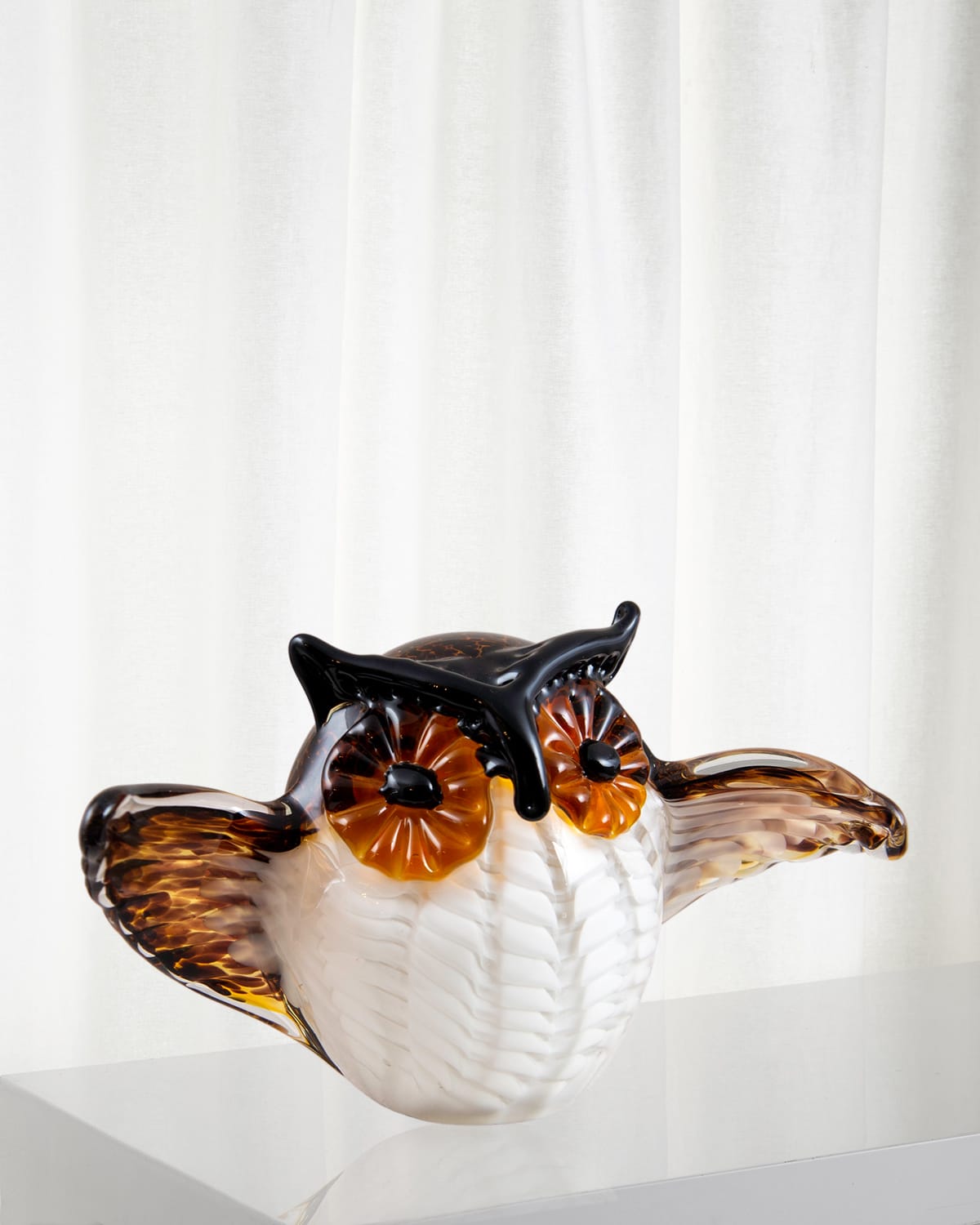 Shop Dale Tiffany Owl Art Glass Sculpture - 9.5" X 4.75" X 5.5" In Brown
