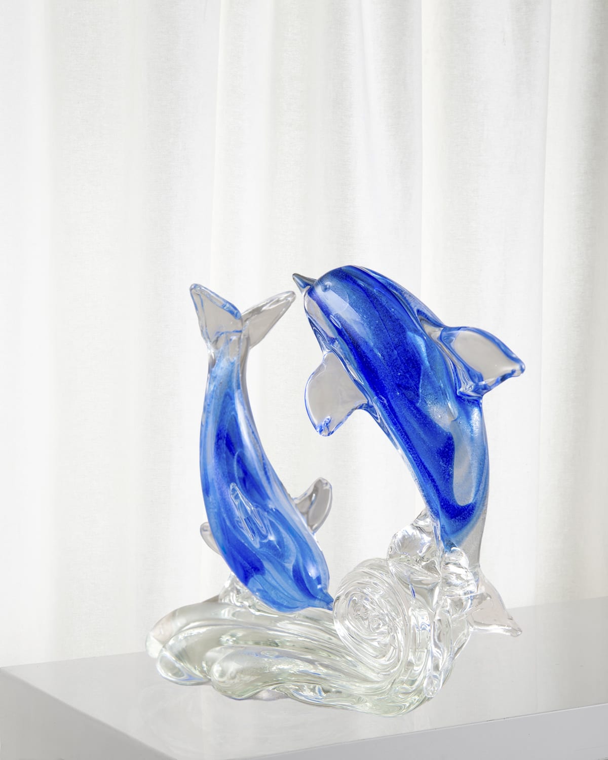 Shop Dale Tiffany Pacific Dolphin Art Glass Sculpture - 8.5" X 4" X 7.5" In Blue