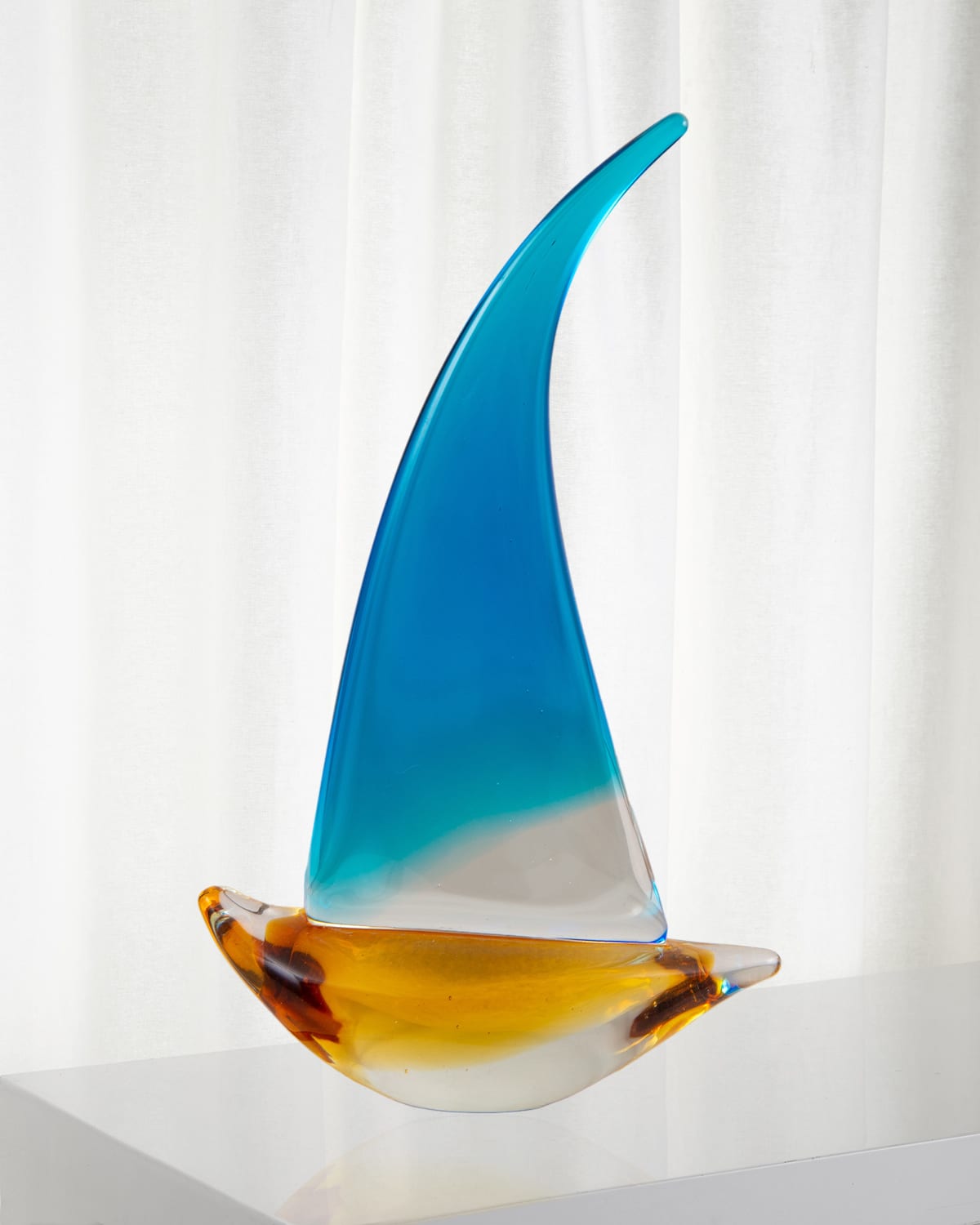 Shop Dale Tiffany Kona Art Glass Boat Sculpture - 6.75" X 2.75" X 10.25" In Blue