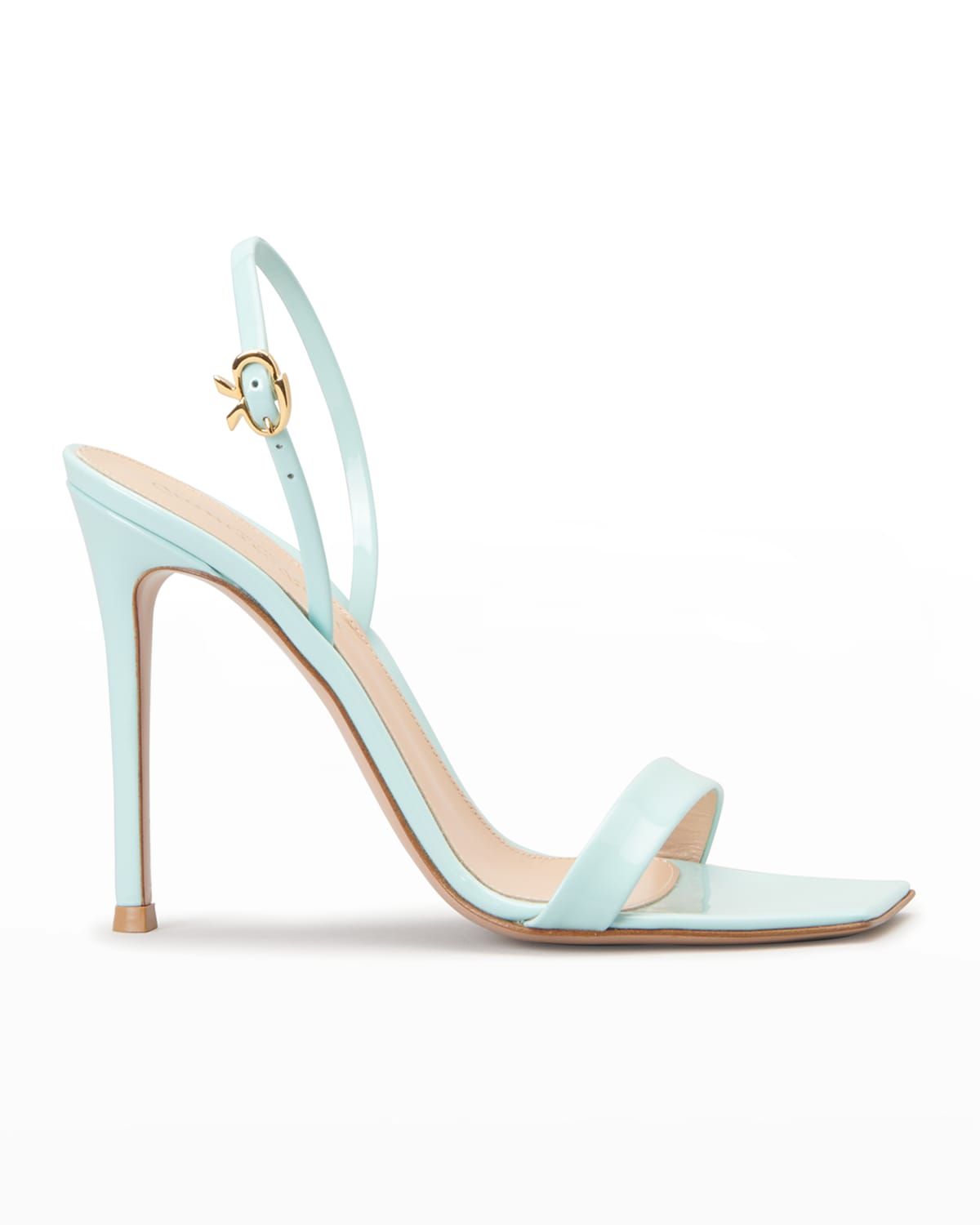 Gianvito Rossi Vernice Patent Ribbon Slingback Sandals In Bora