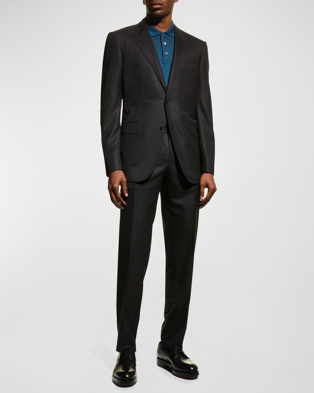 Zegna Men's Wool Tonal Stripe Two-piece Suit In Black Stripe