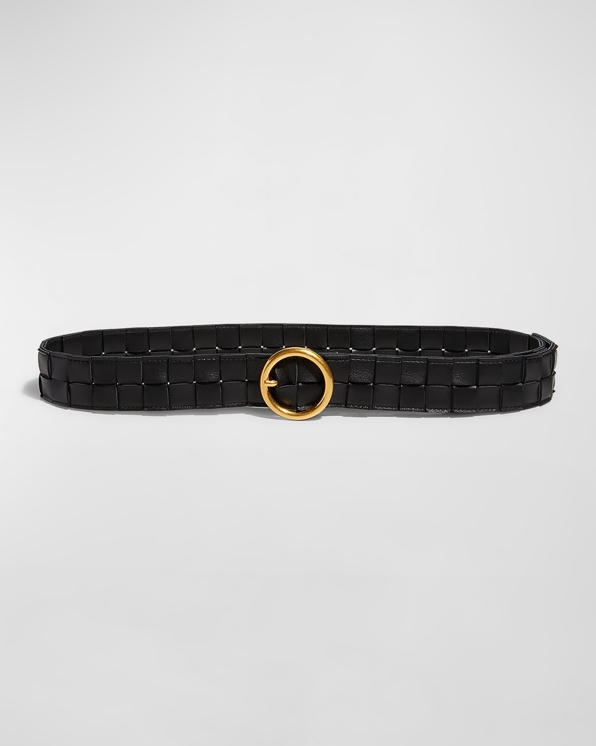 Bottega Veneta Intrecciato Leather Belt In Black